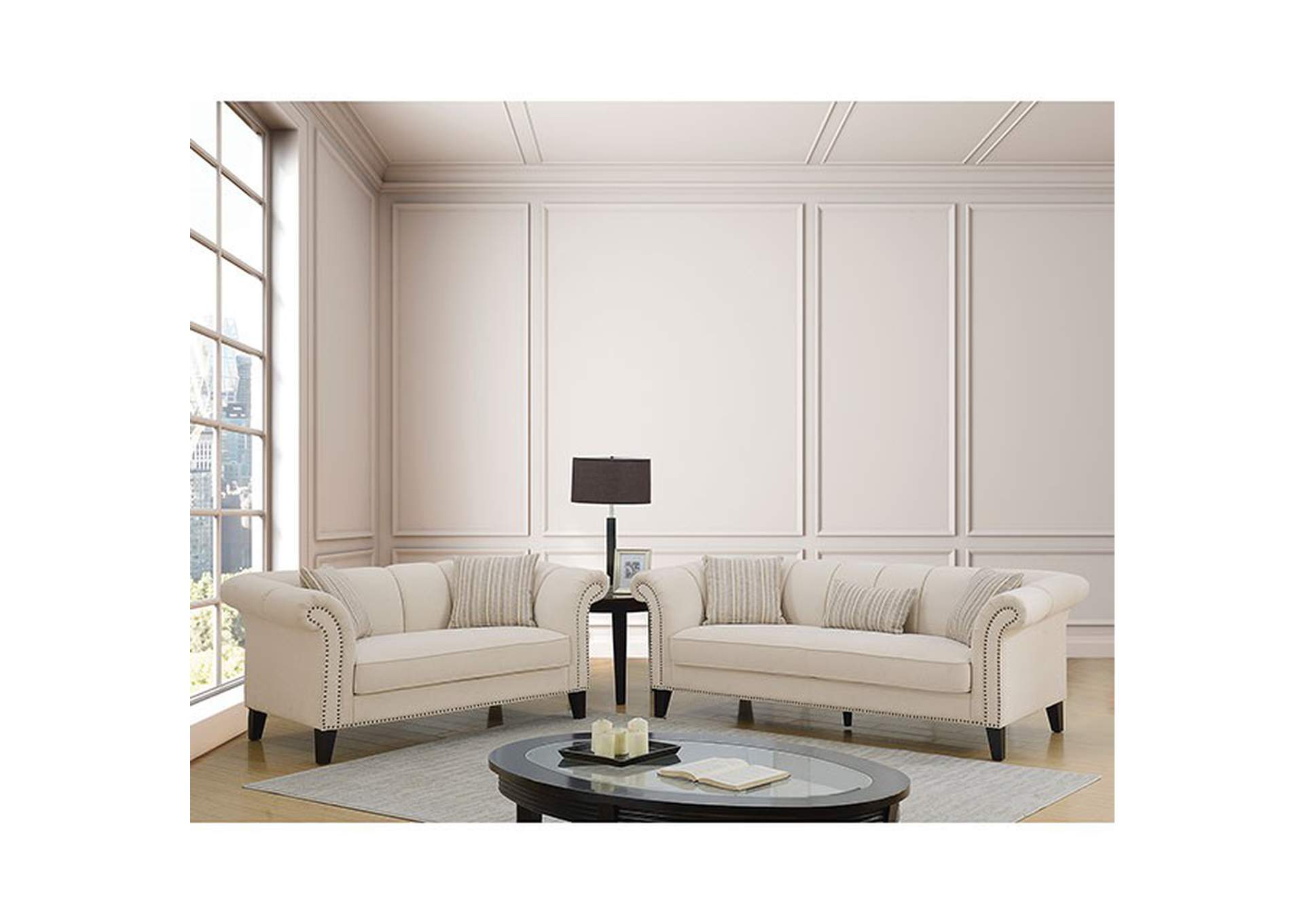 Clarabelle Single Cushion Seat Loveseat,Furniture of America