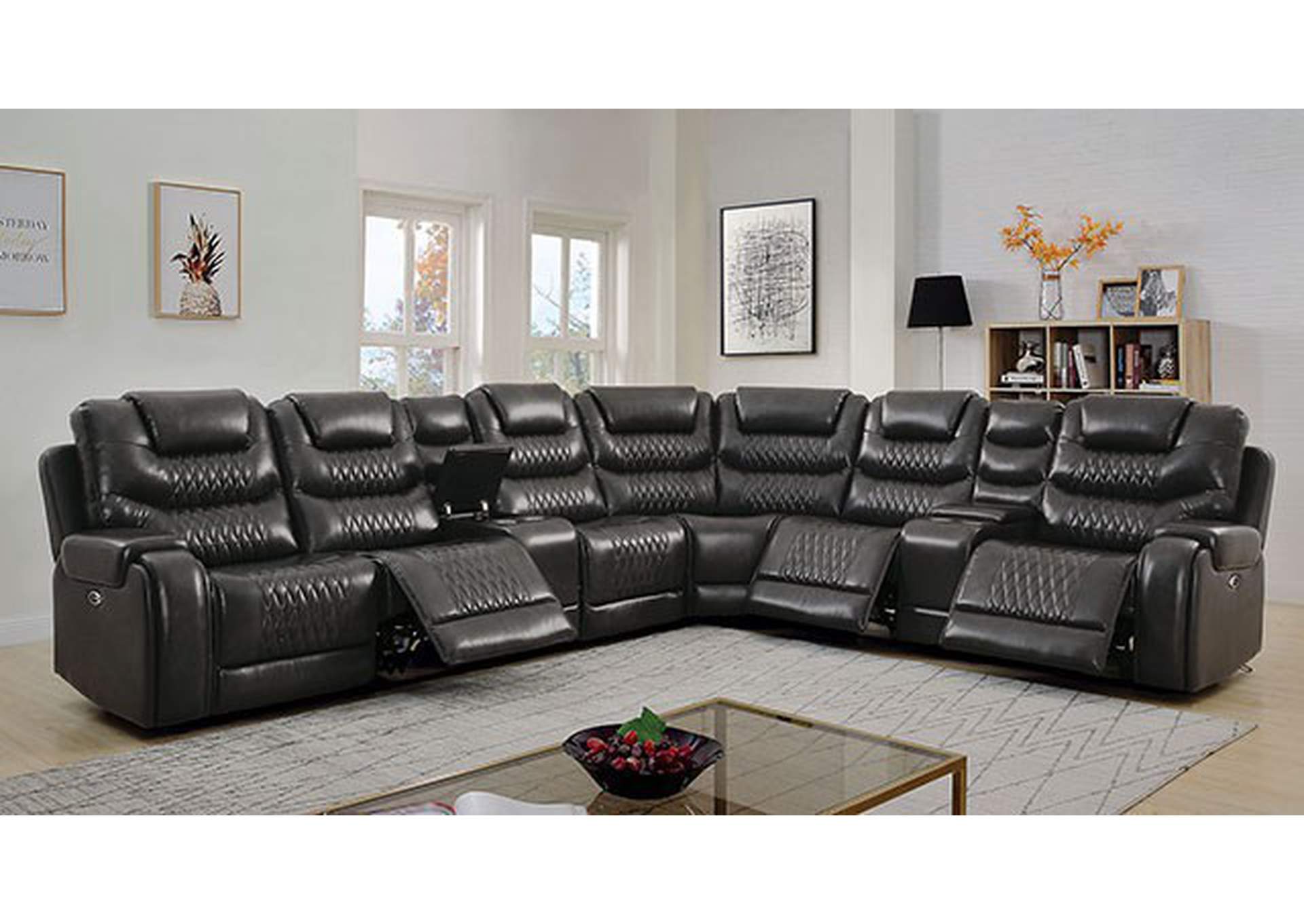 Mariah Power Sectional w/ Recliner,Furniture of America