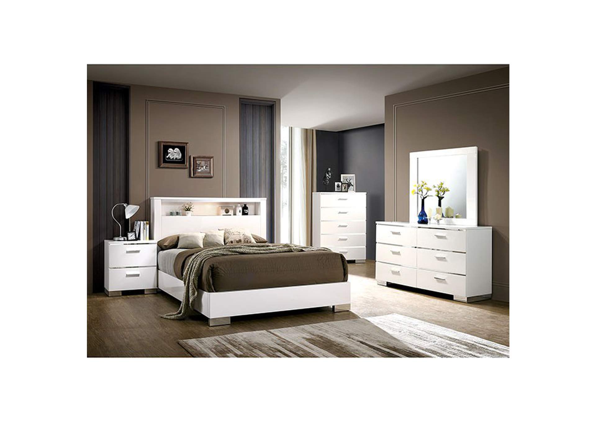 Carlie White Queen Bed,Furniture of America