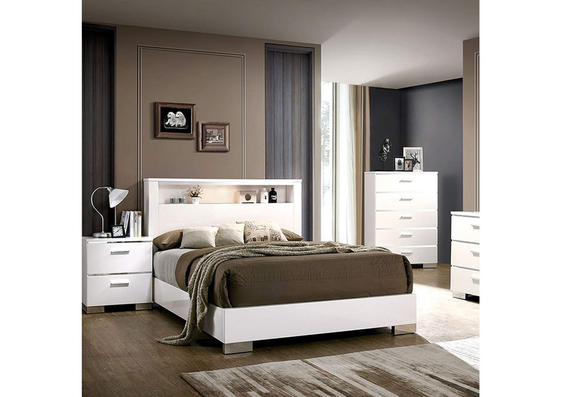 Carlie White Queen Bed,Furniture of America