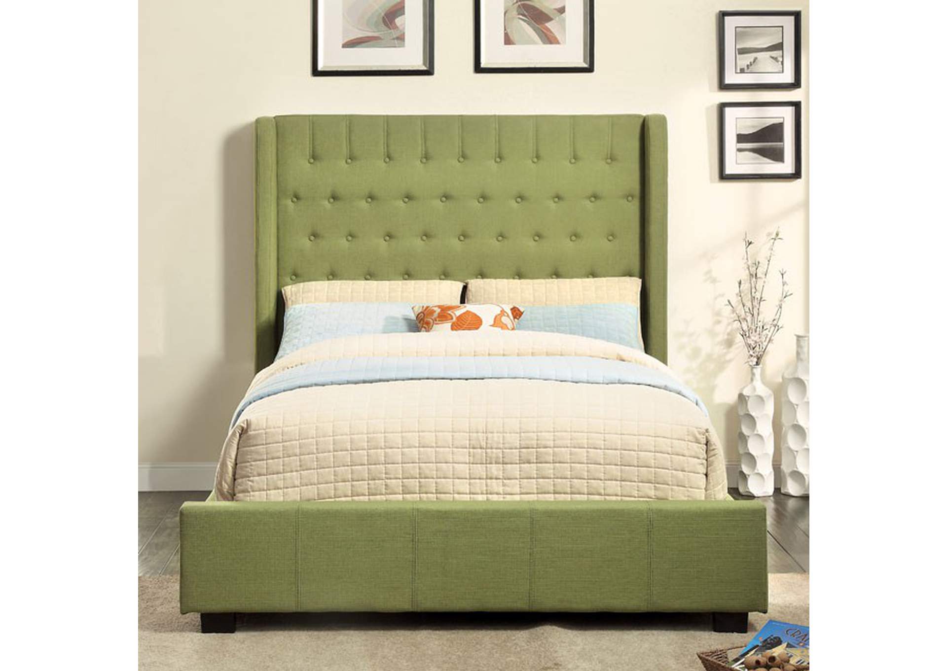 Mira II Green Queen Platform Bed,Furniture of America