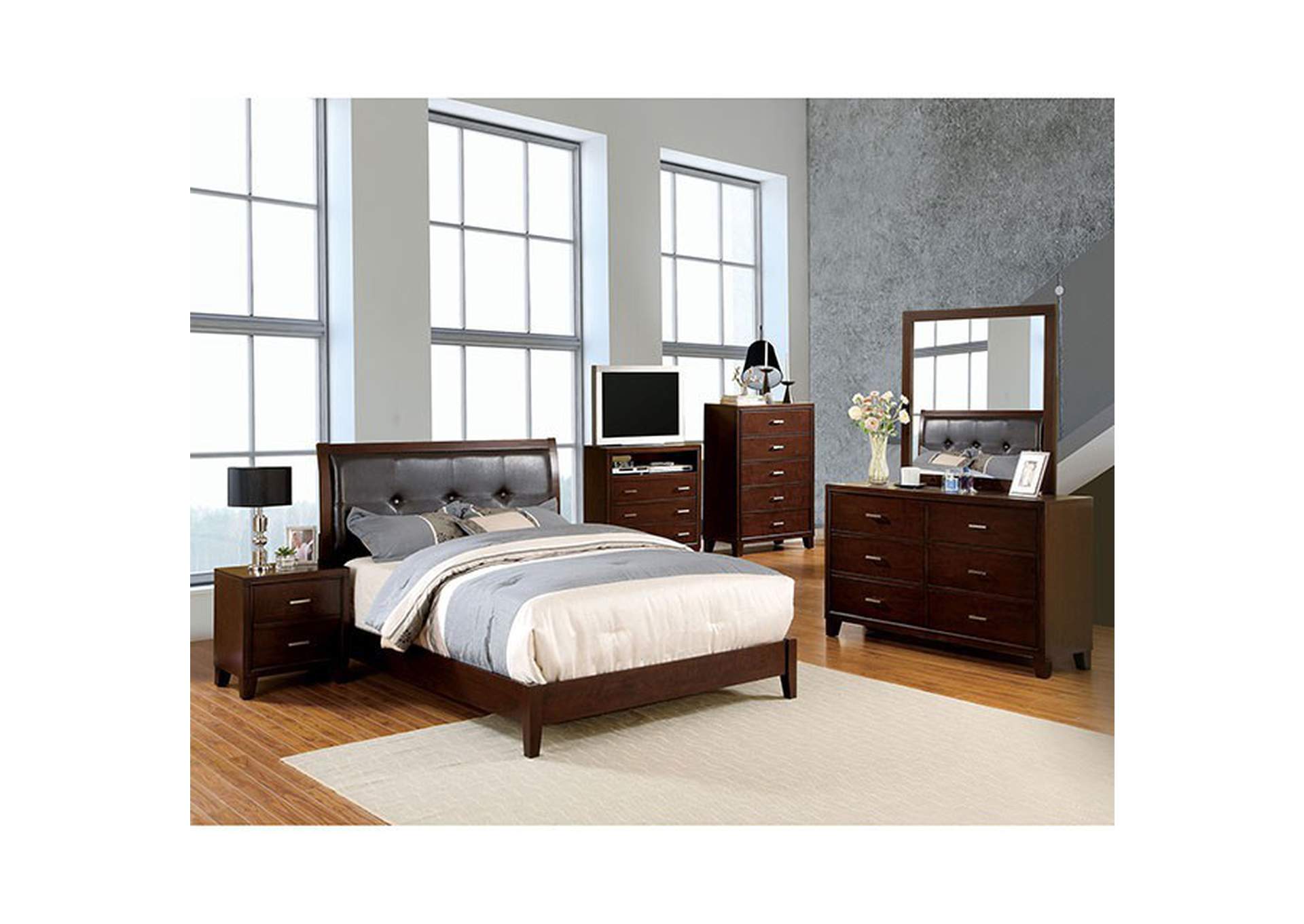 Enrico Brown Cherry Eastern King Bed,Furniture of America