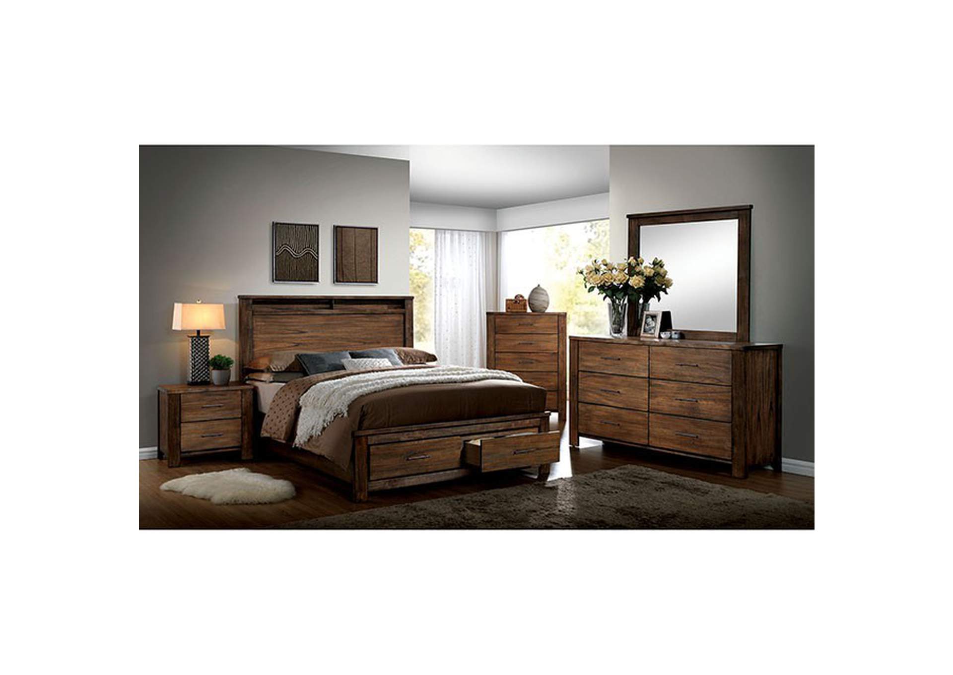 Elkton Oak Eastern King Bed,Furniture of America