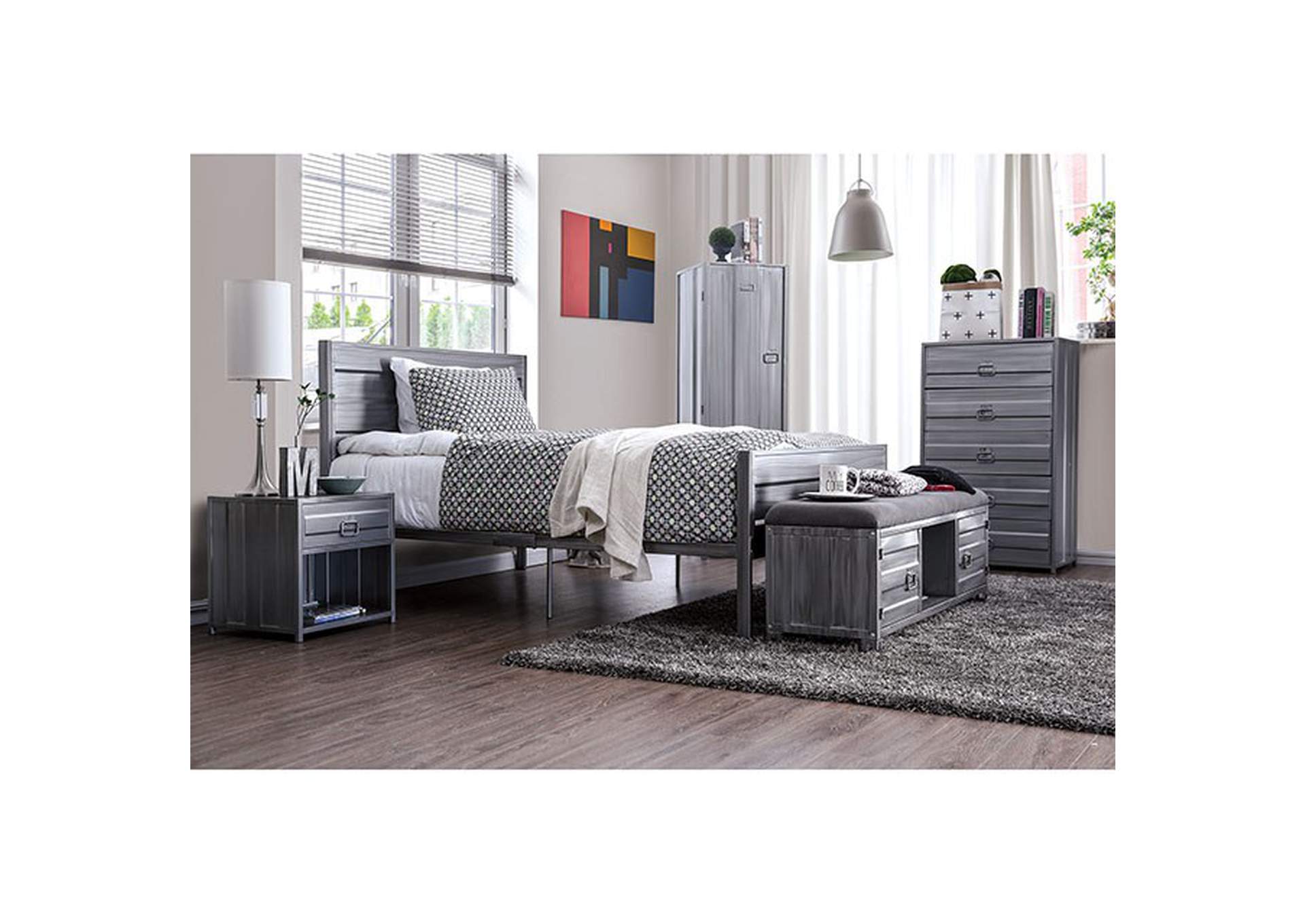 Mccredmond Hand Brushed Silver Full Bed,Furniture of America