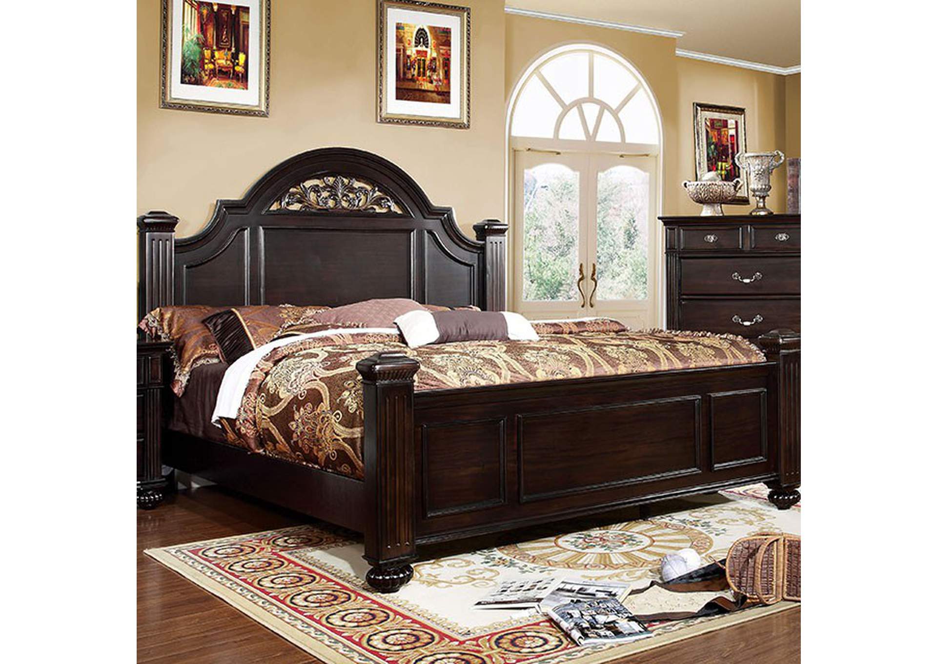 Syracuse Dark Walnut Queen Bed,Furniture of America