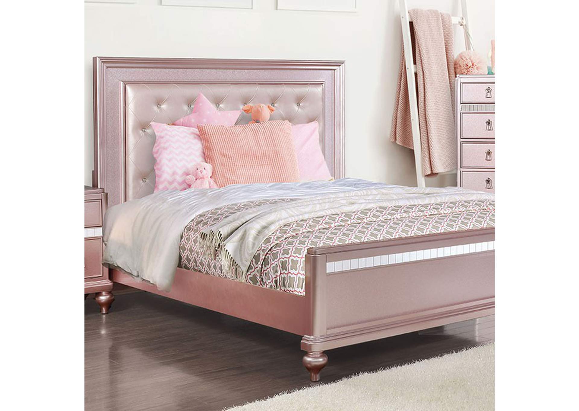Avior Rose Gold Queen Bed,Furniture of America
