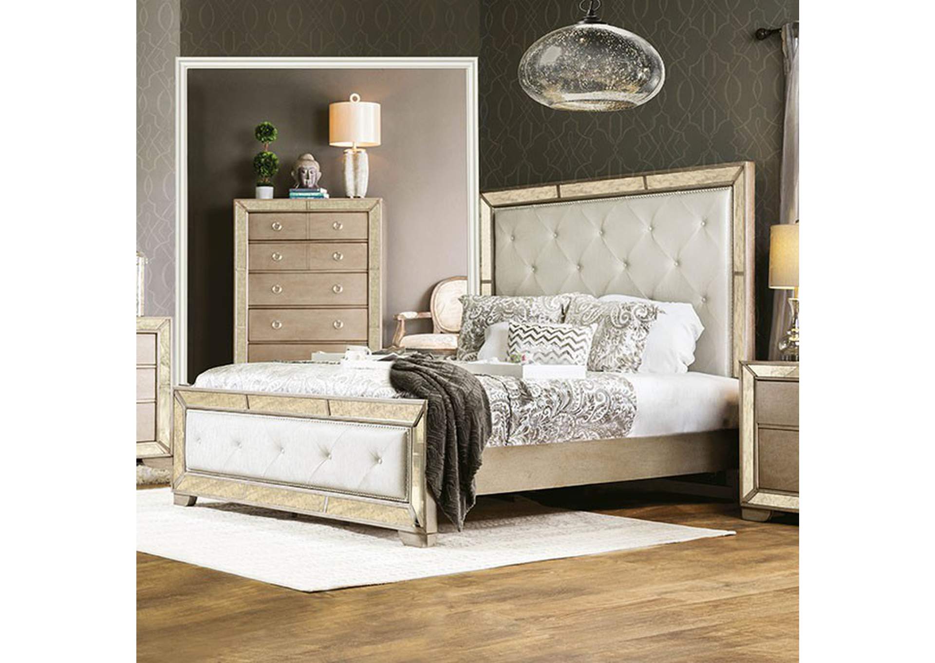 Loraine Champagne Queen Bed,Furniture of America