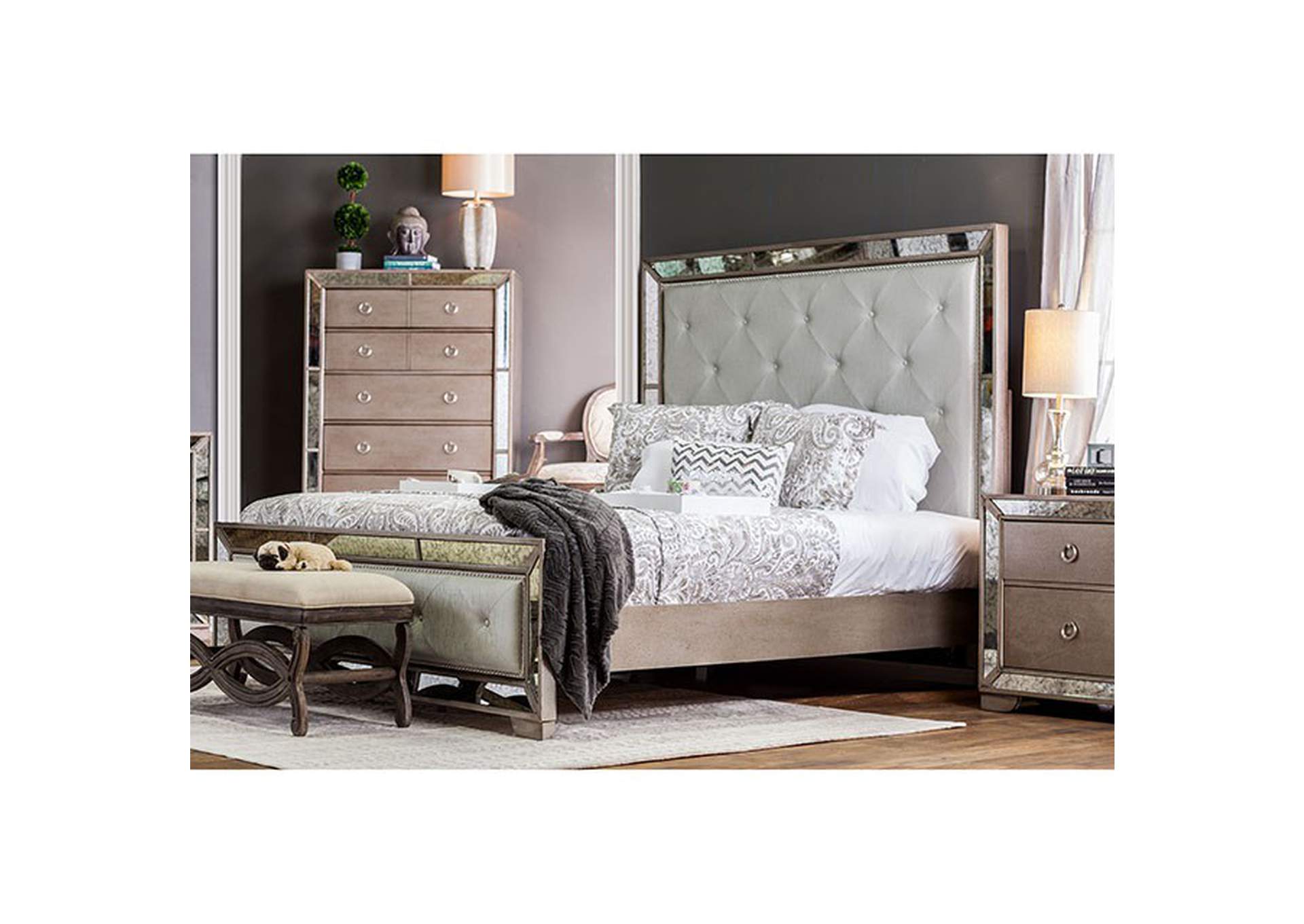 Loraine Champagne Queen Bed,Furniture of America