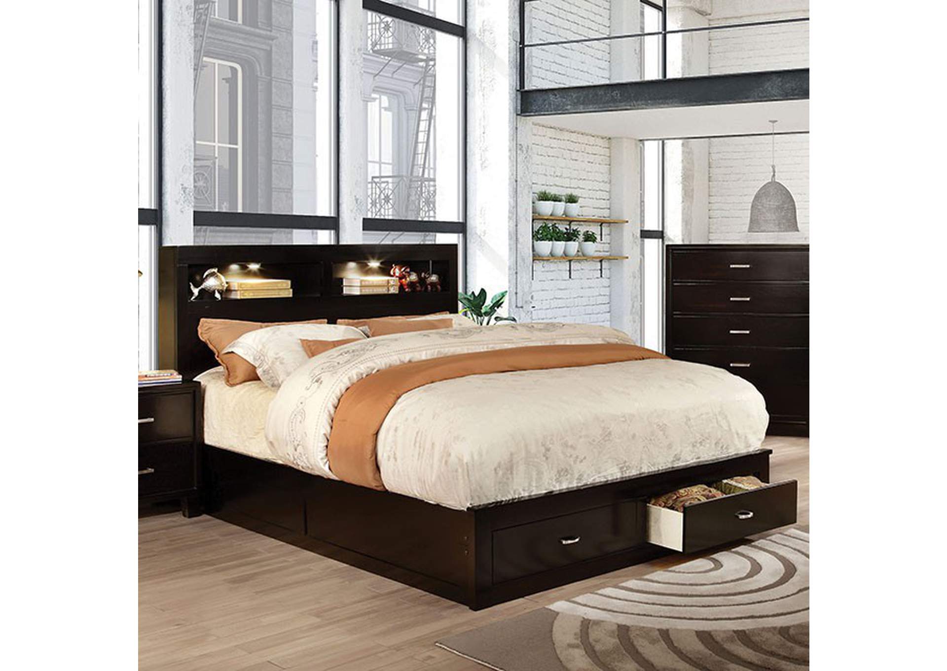 Gerico II Espresso Queen Platform Storage Bed,Furniture of America