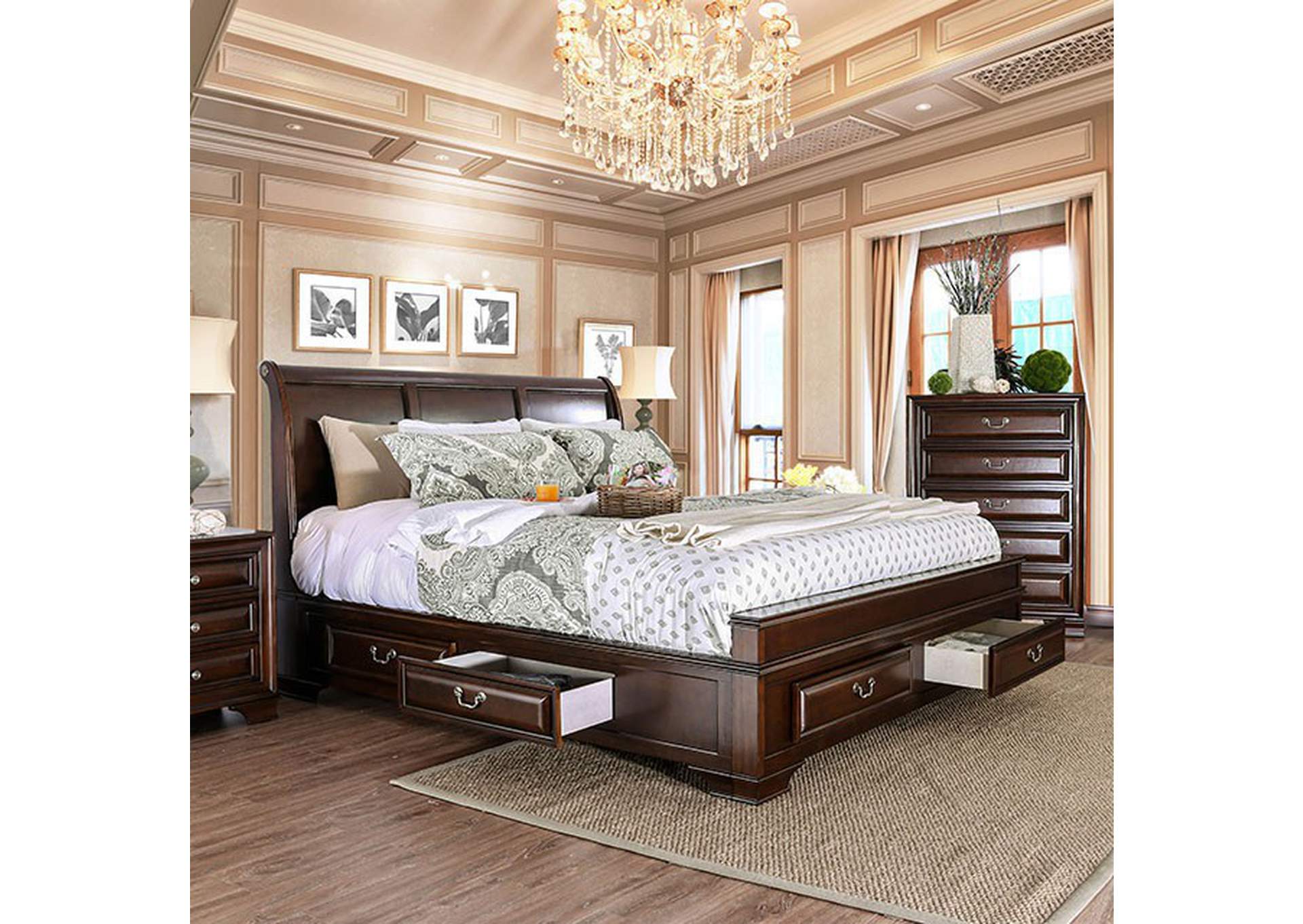 Brandt Brown Cherry Queen Bed,Furniture of America