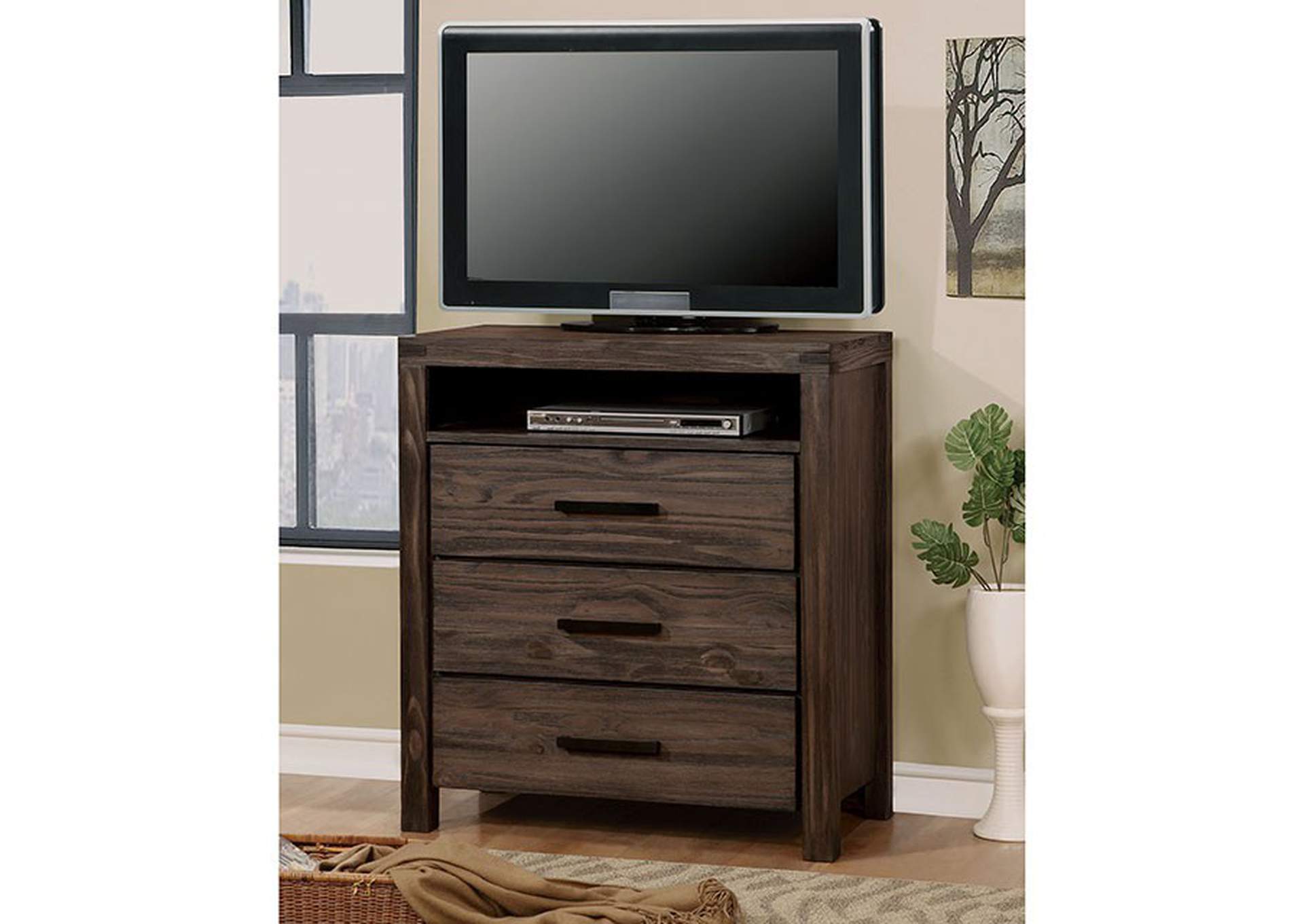 Rexburg Wire-Brushed Rustic Brown Media Chest,Furniture of America