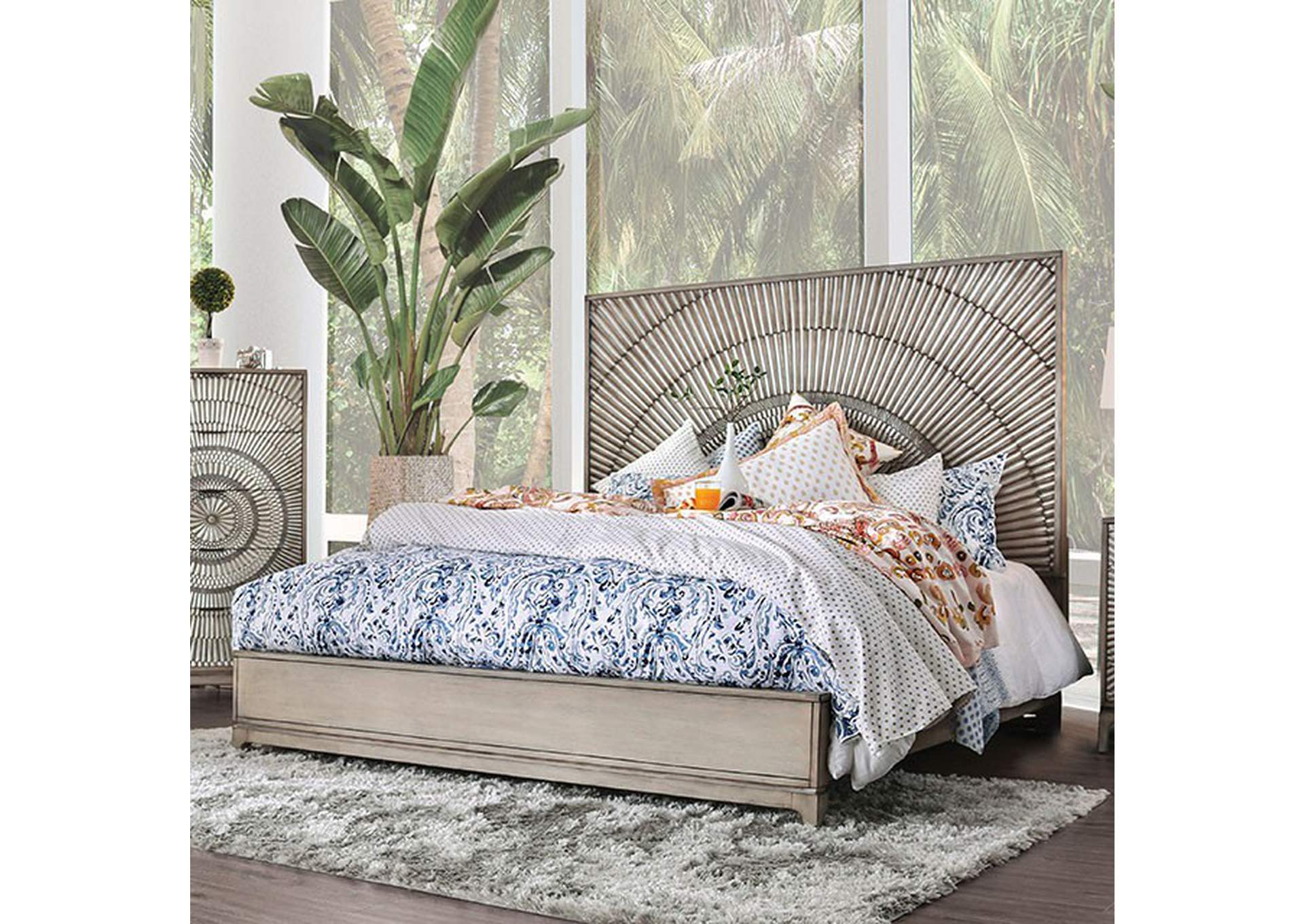 Kamalah Antique Gray Queen Bed,Furniture of America