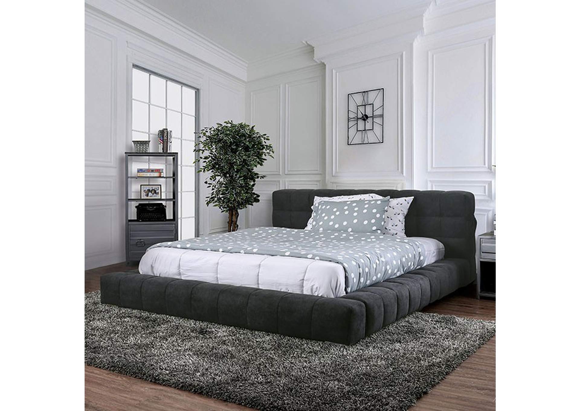 Wolsey Dark Gray Eastern King Bed,Furniture of America