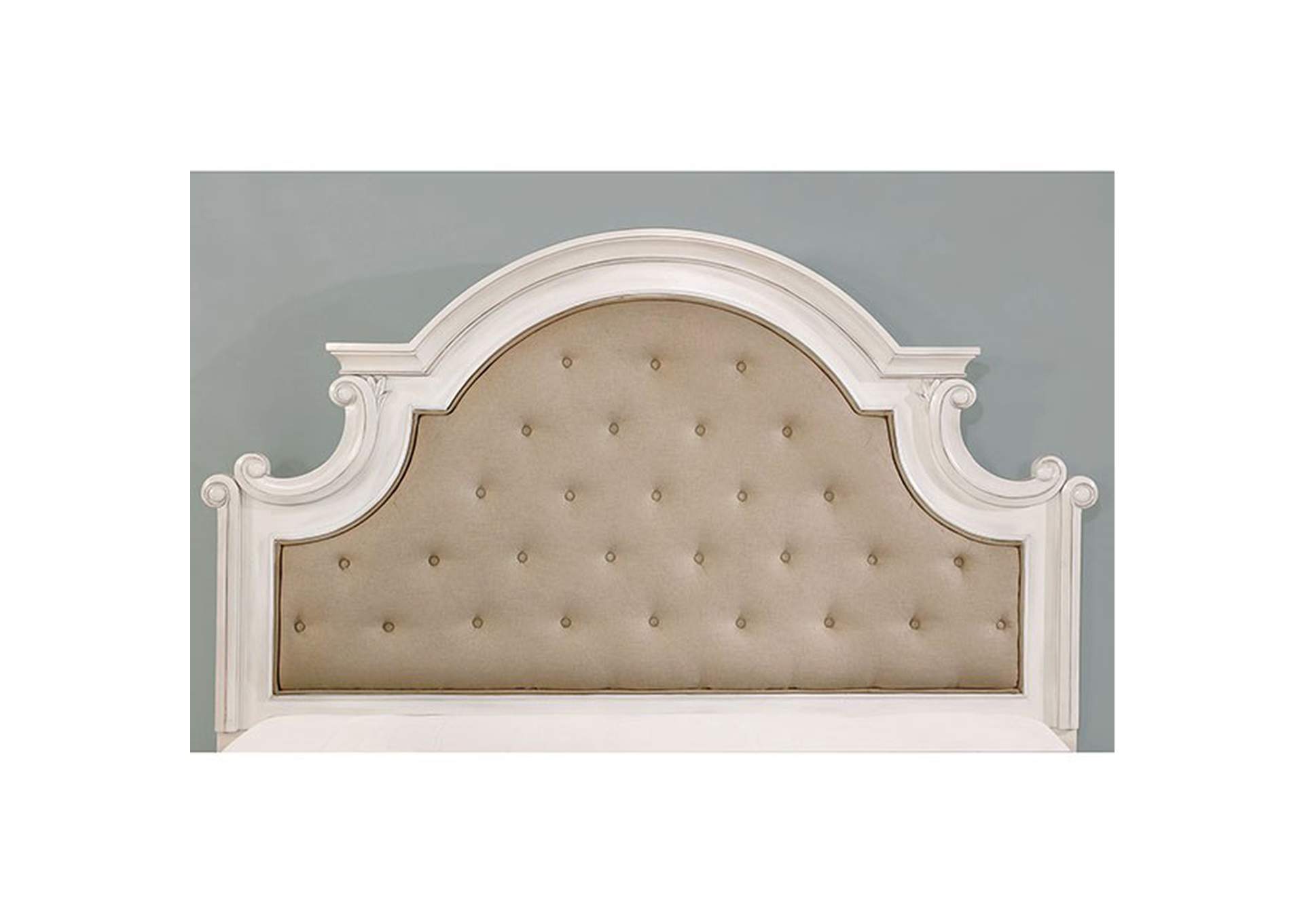 Pembroke Antique Whitewash Queen Bed,Furniture of America