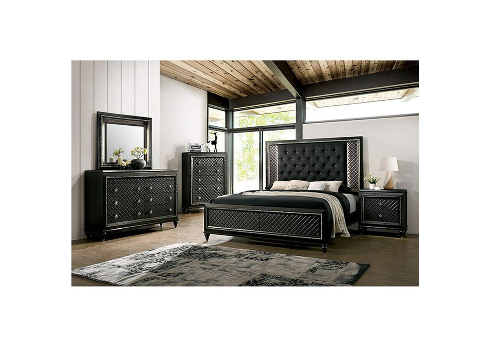 Demetria Metallic Gray Eastern King Bed,Furniture of America
