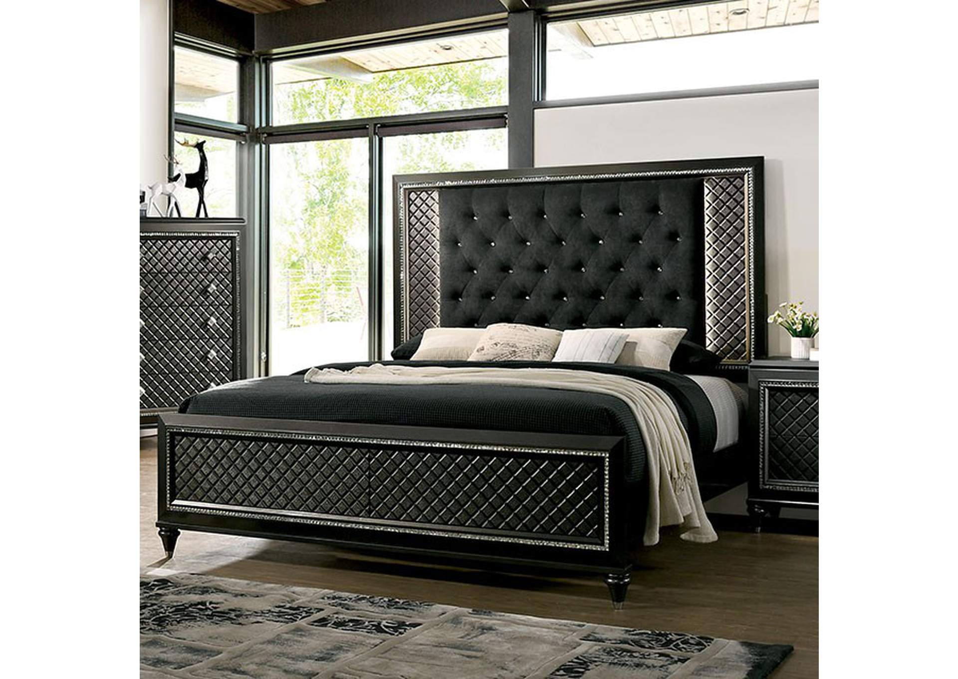 Demetria Metallic Gray Queen Bed,Furniture of America