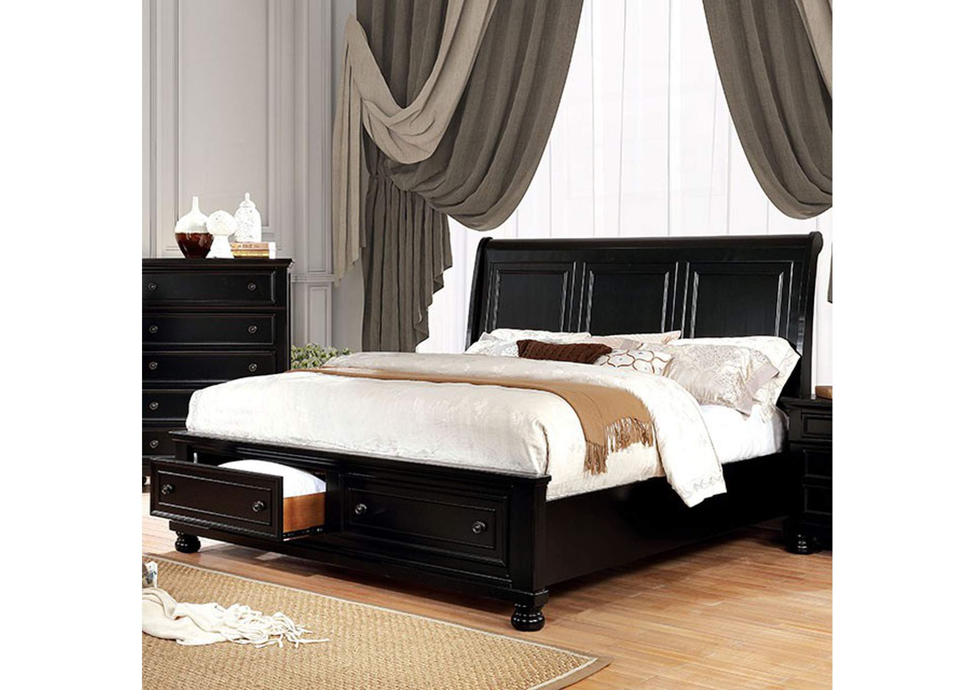 black eastern king bed