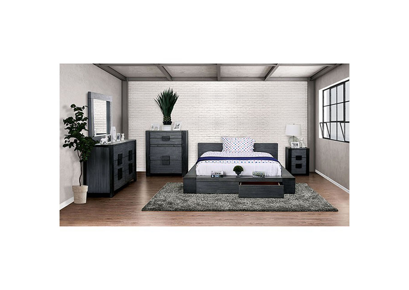Janeiro Gray Eastern King Bed,Furniture of America