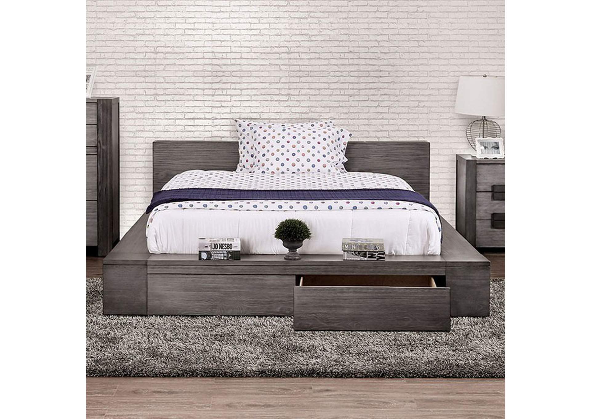 Janeiro Gray Eastern King Bed,Furniture of America
