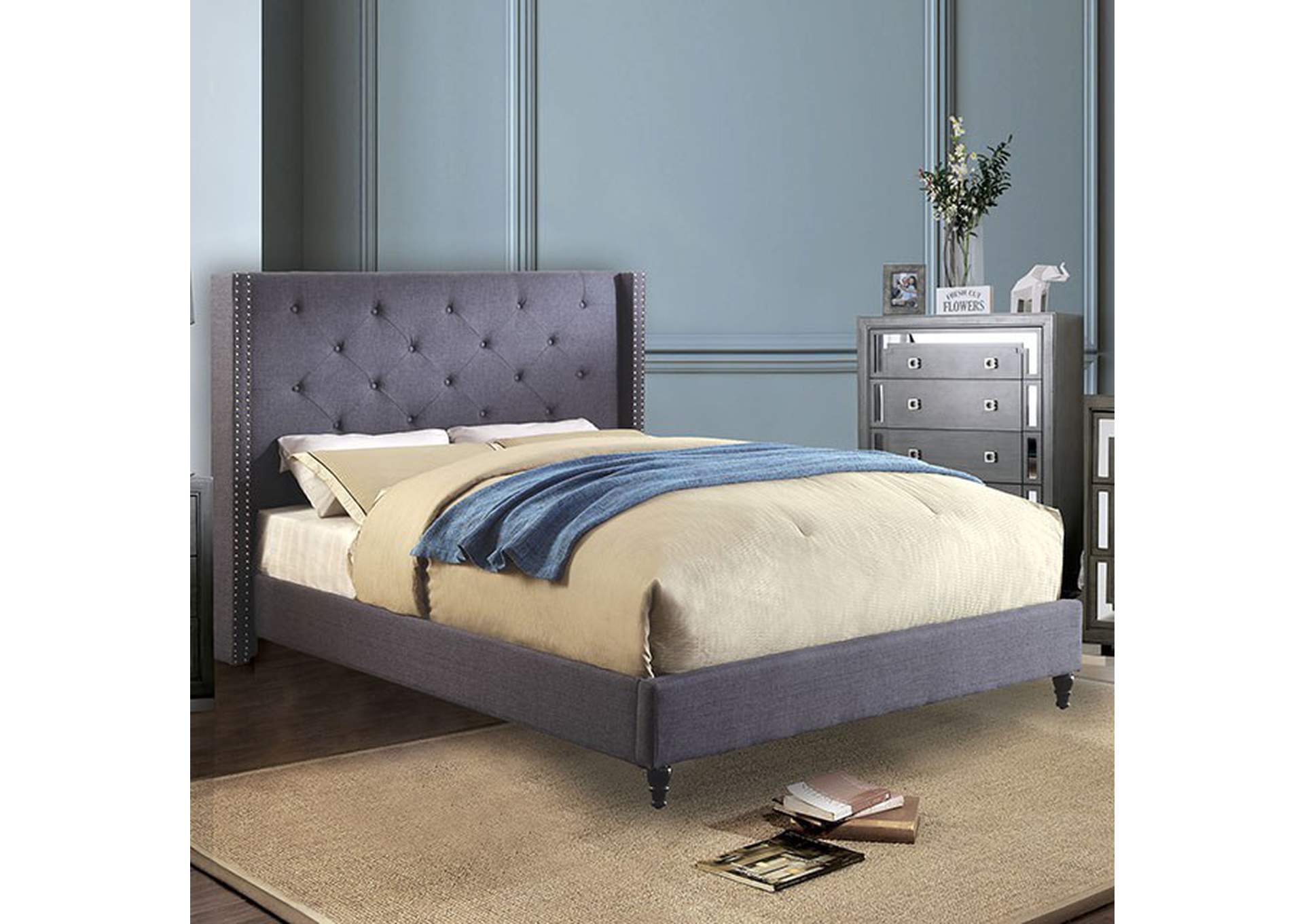 Anabelle Blue Queen Bed,Furniture of America