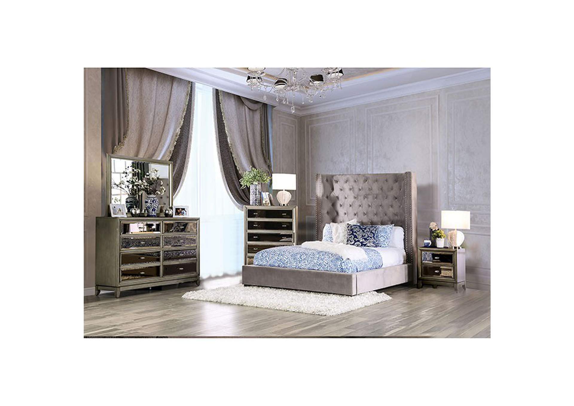 Mirabelle Gray Eastern King Bed,Furniture of America