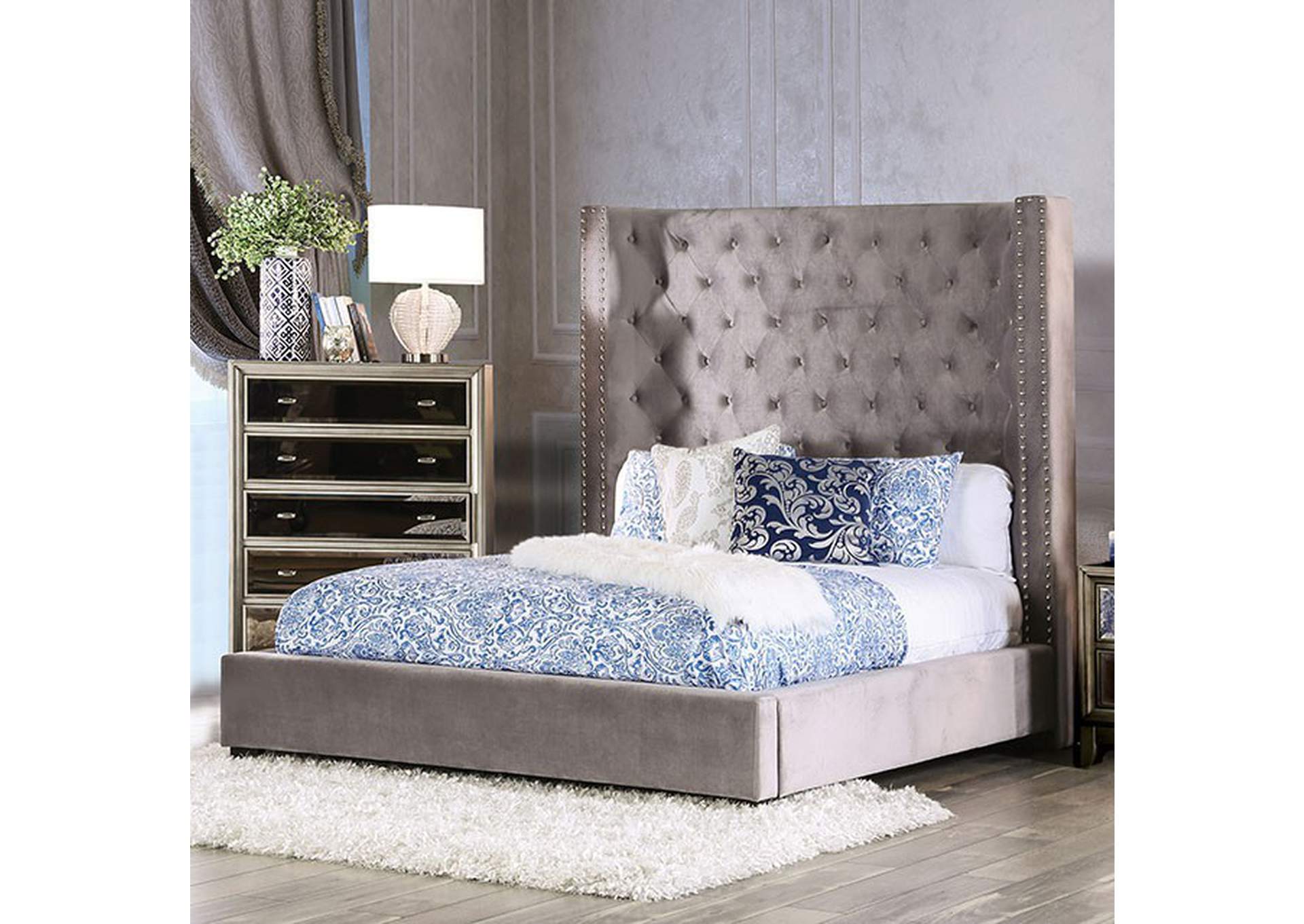 Mirabelle Gray Eastern King Bed,Furniture of America
