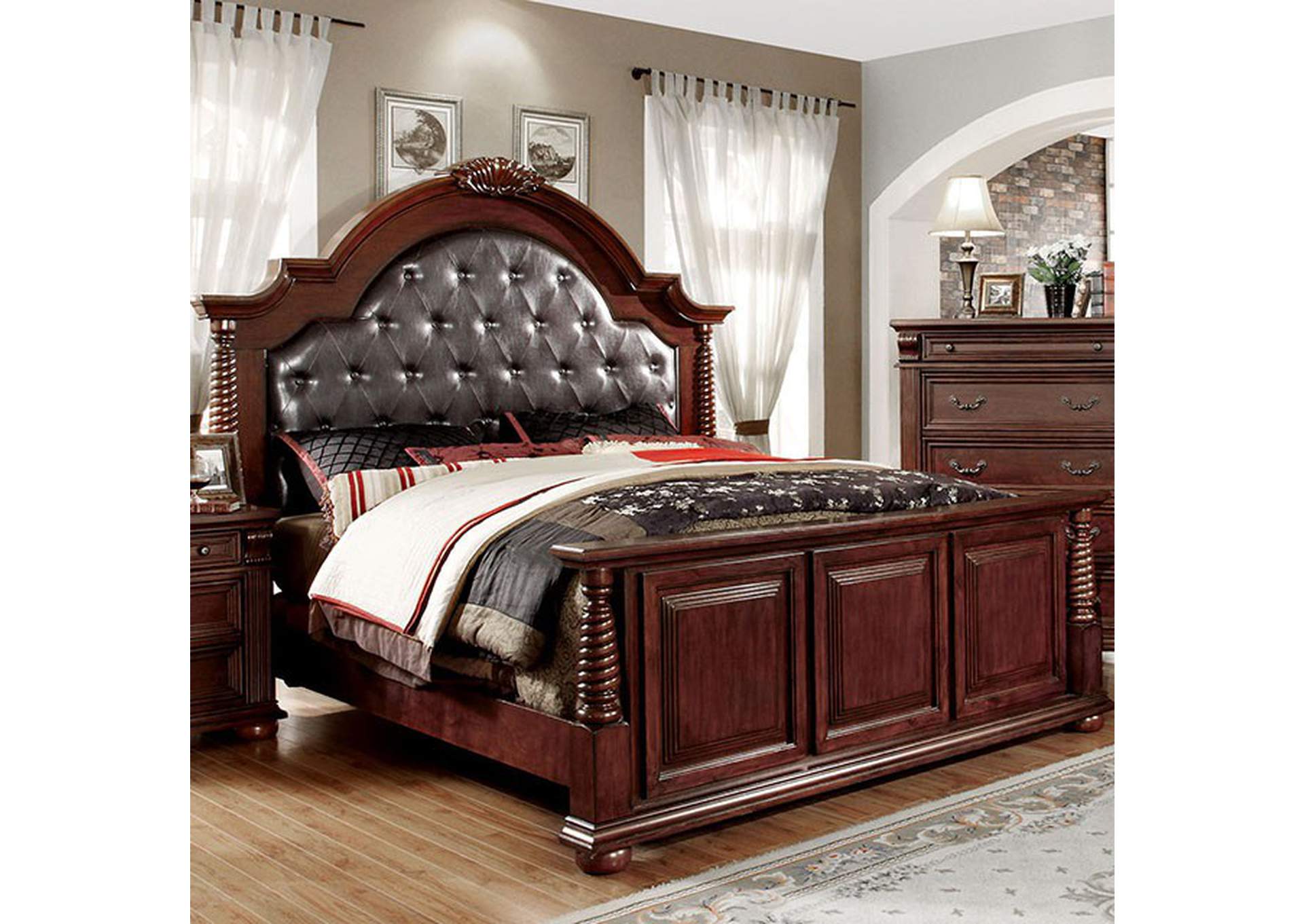 Furniture of america esperia brown cherry king bed discount
