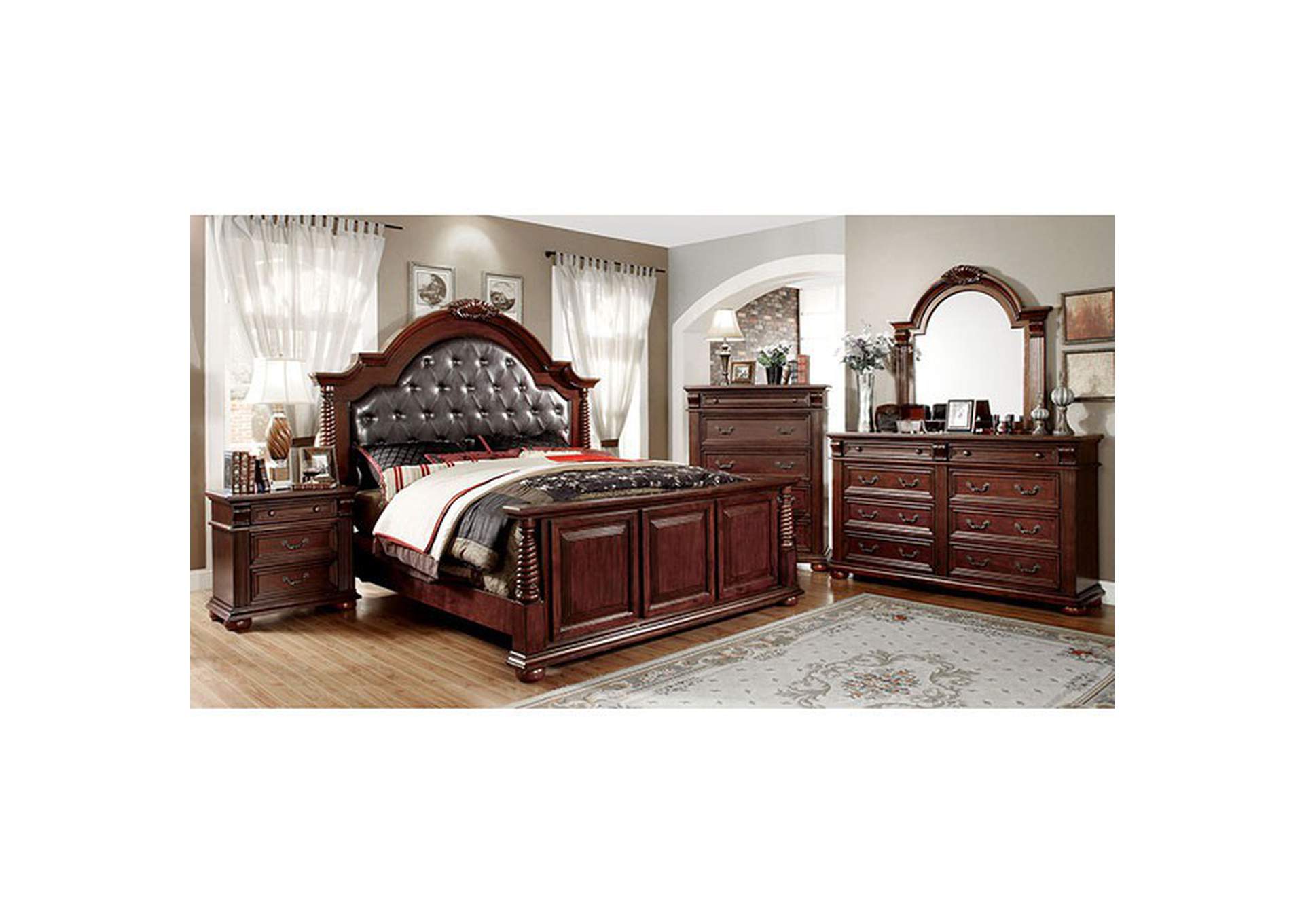 Furniture of america esperia brown cherry king bed discount