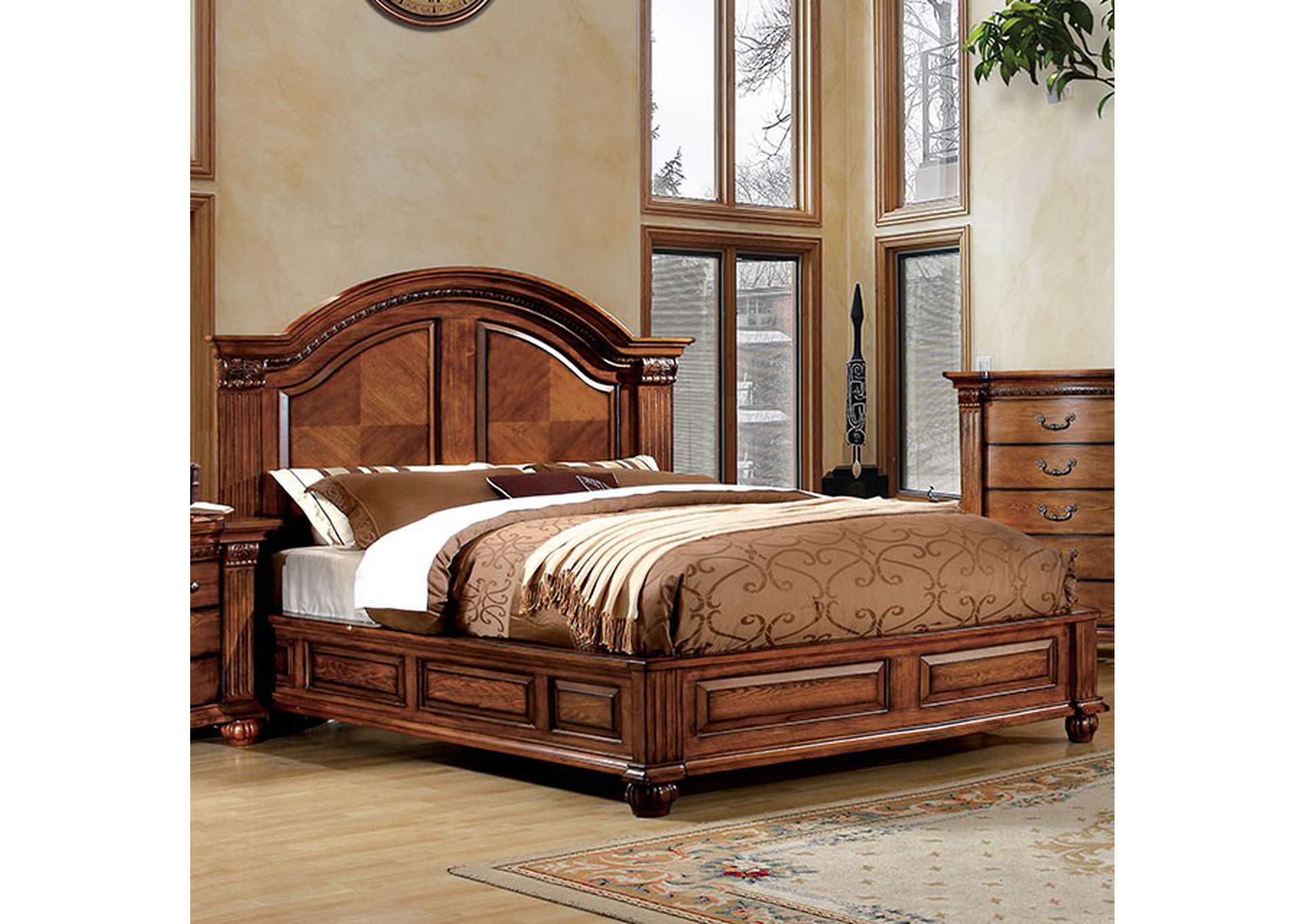 Bellagrand Antique Tobacco Oak Queen Bed,Furniture of America