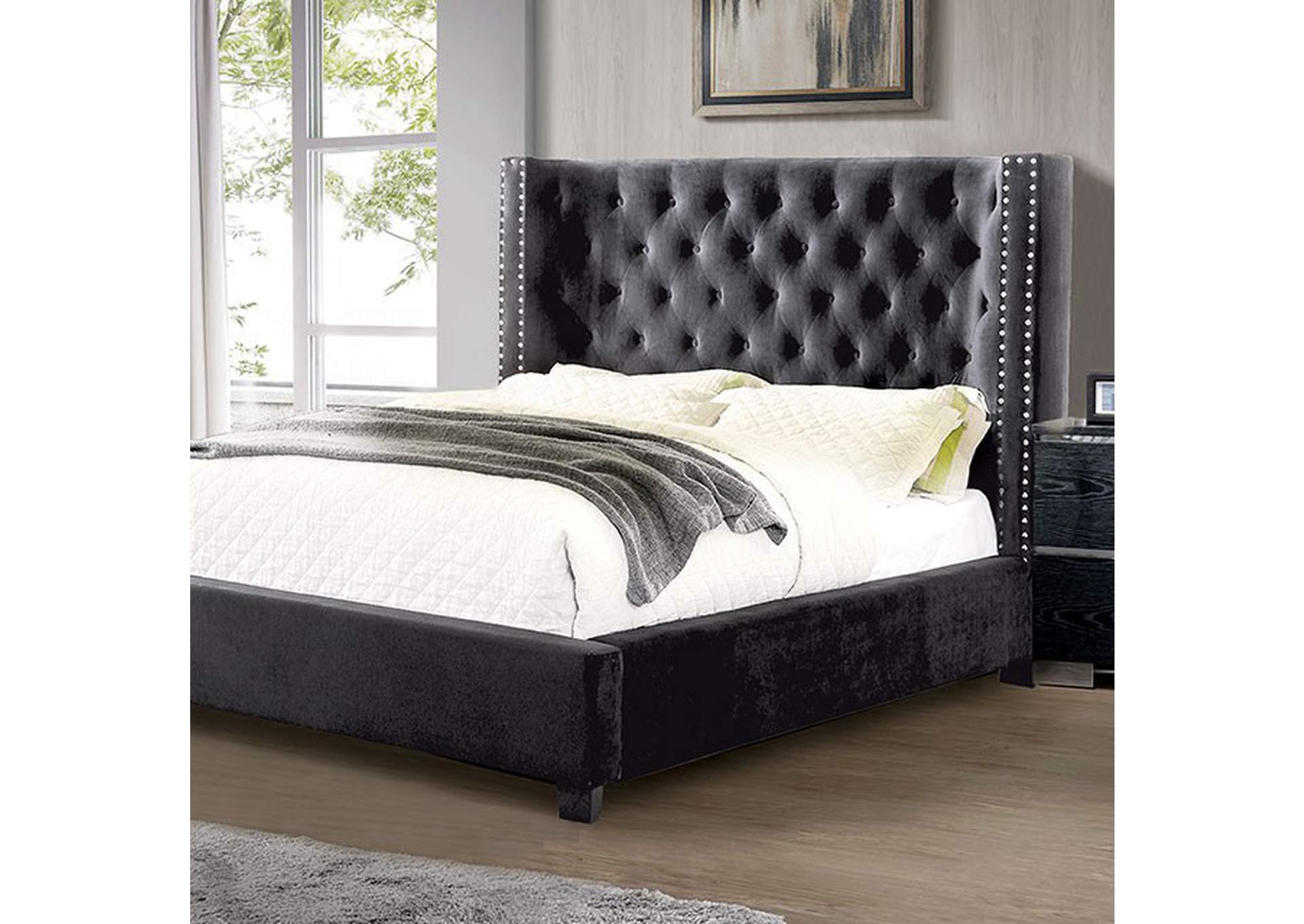 Cayla Dark Gray Queen Bed,Furniture of America