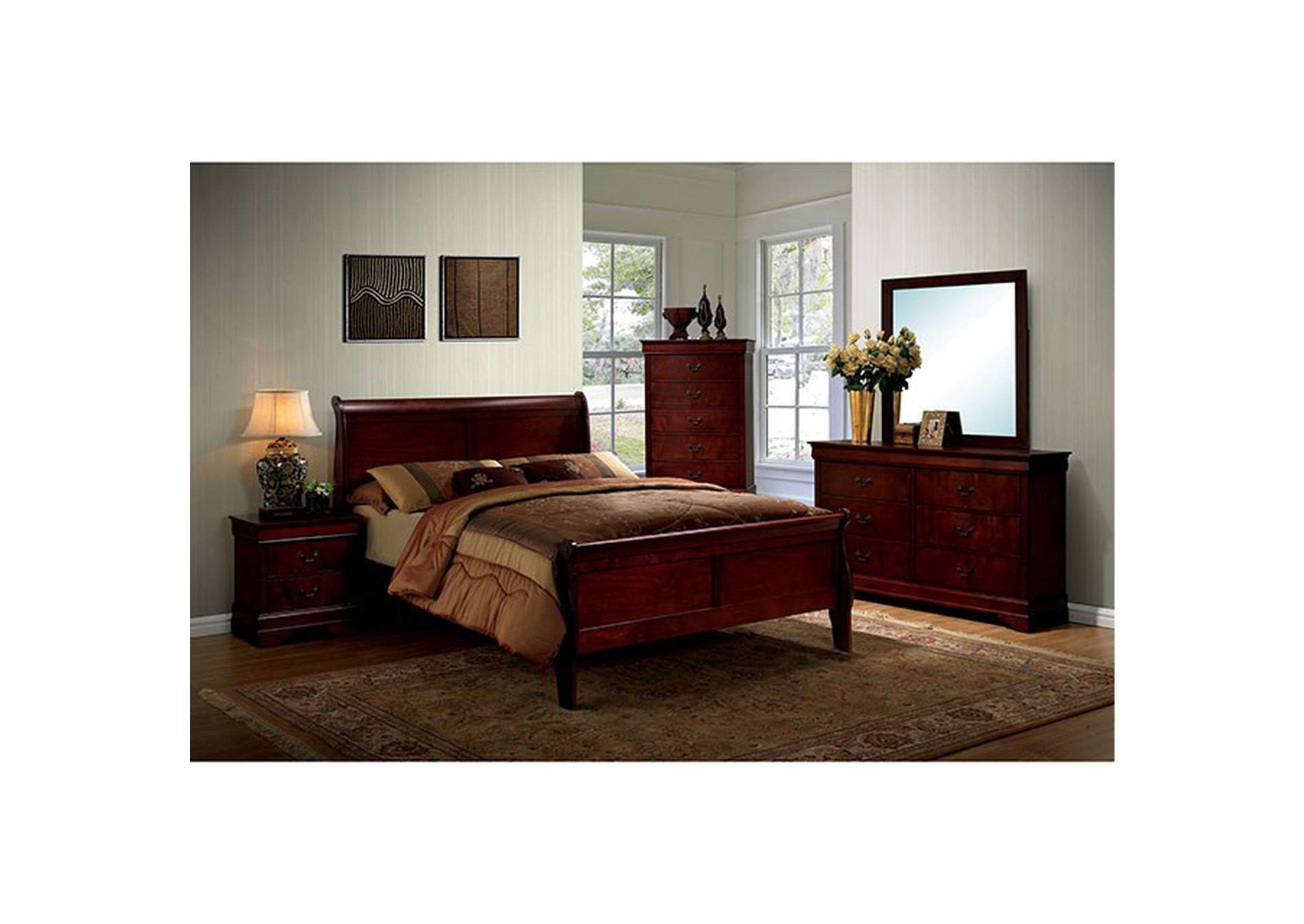 Louis Philippe III Cherry Twin Sleigh Bed Sans Midman Furniture