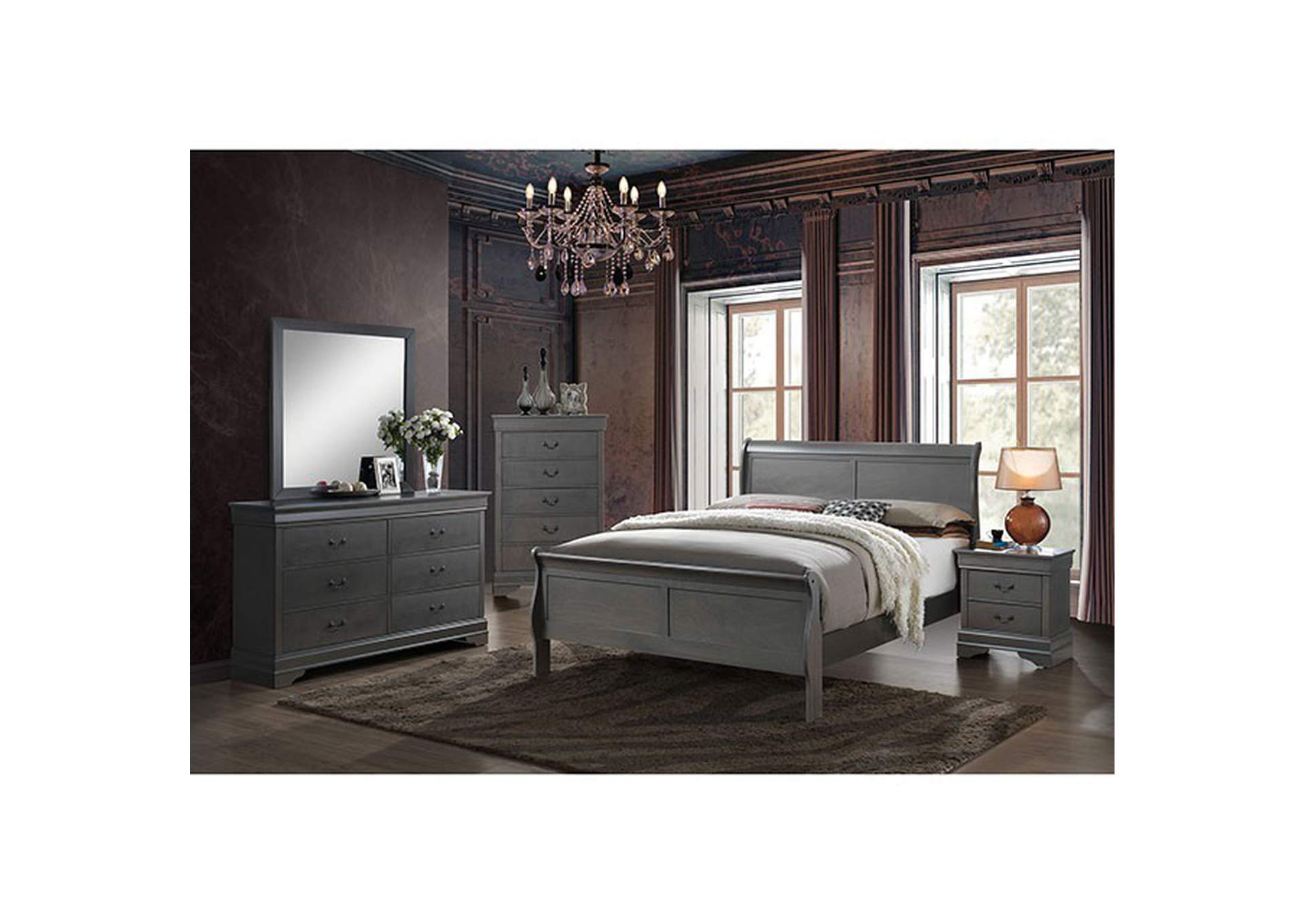 Louis Philippe Gray Queen Bed,Furniture of America