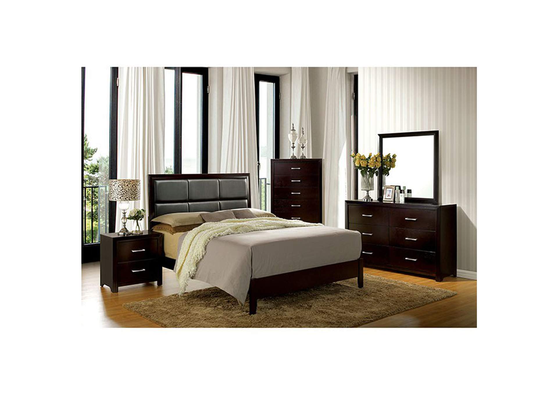 Janine Espresso Queen Bed,Furniture of America