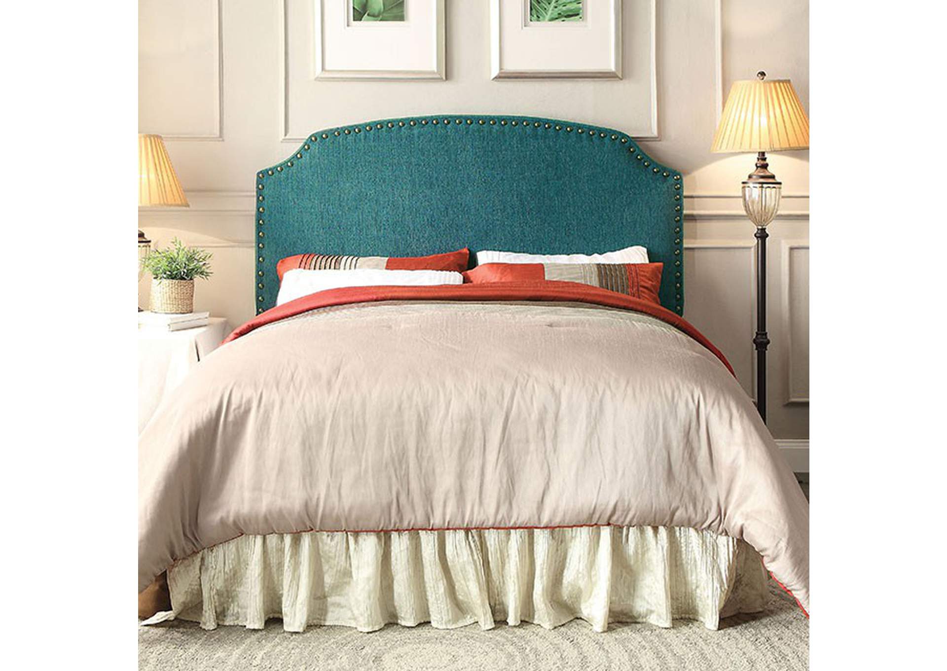 Hasselt Dark Teal Twin Upholstered Headboard Flamingo Furniture