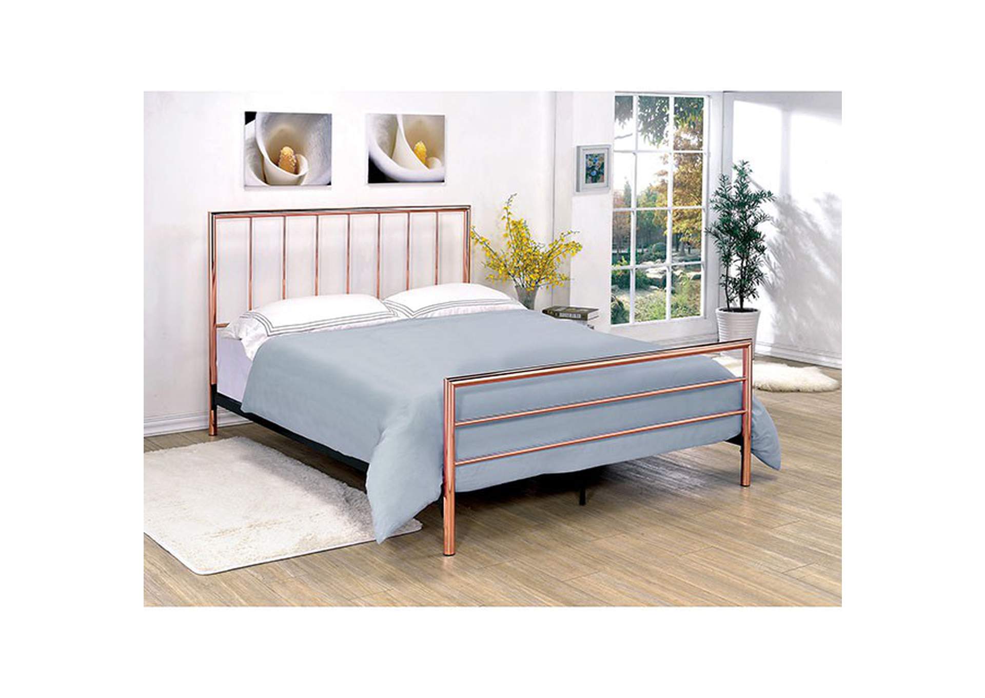 Diana Queen Bed Palace Furniture, Rose Gold Headboard Queen