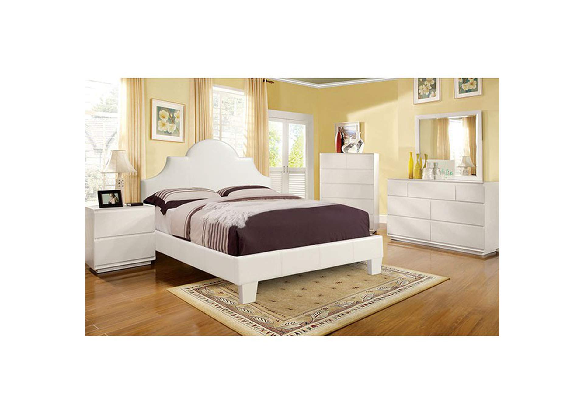 Aubonne White Queen Platform Bed,Furniture of America