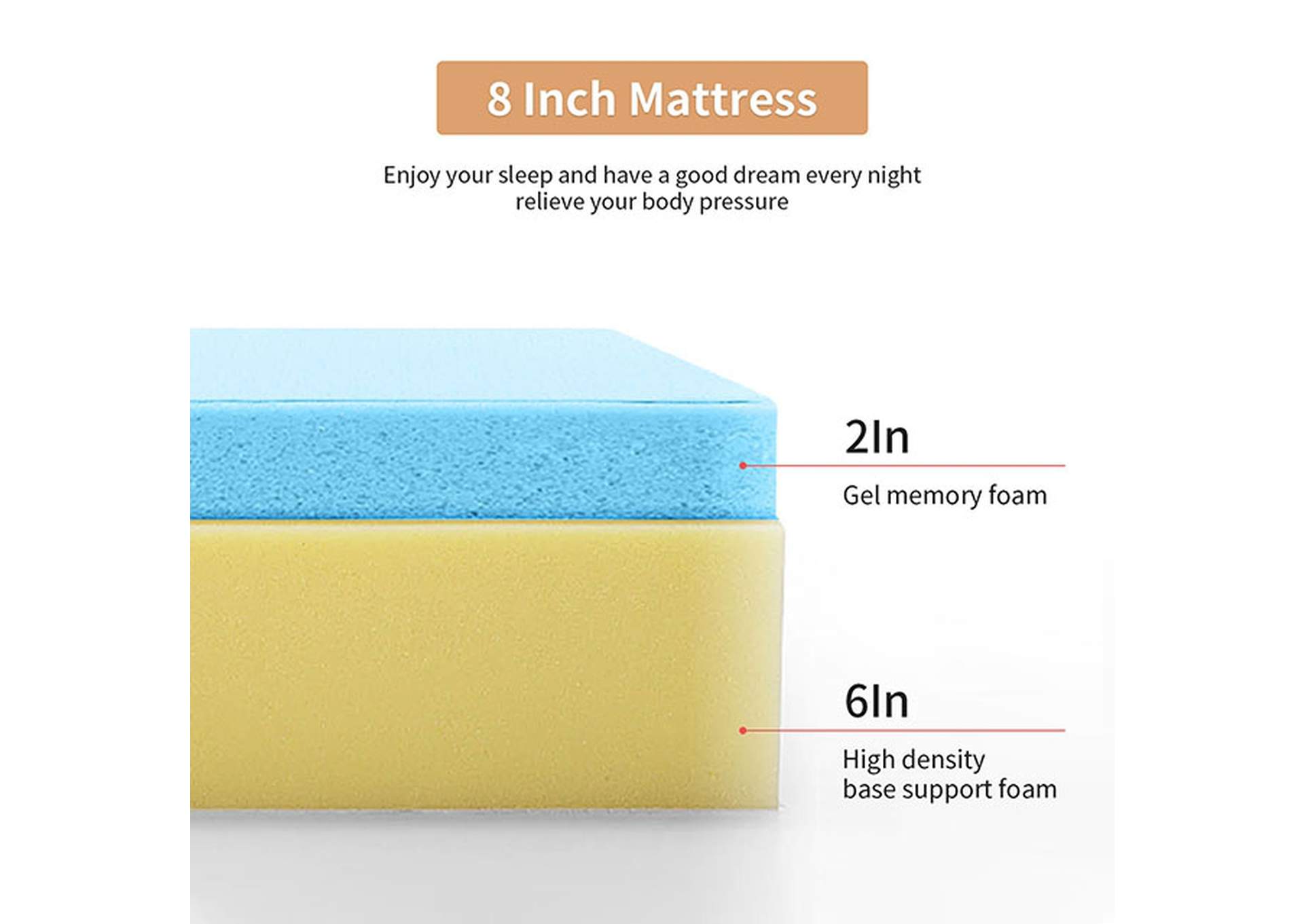 Artemisia 8" E.King Memory Foam Mattress,Furniture of America