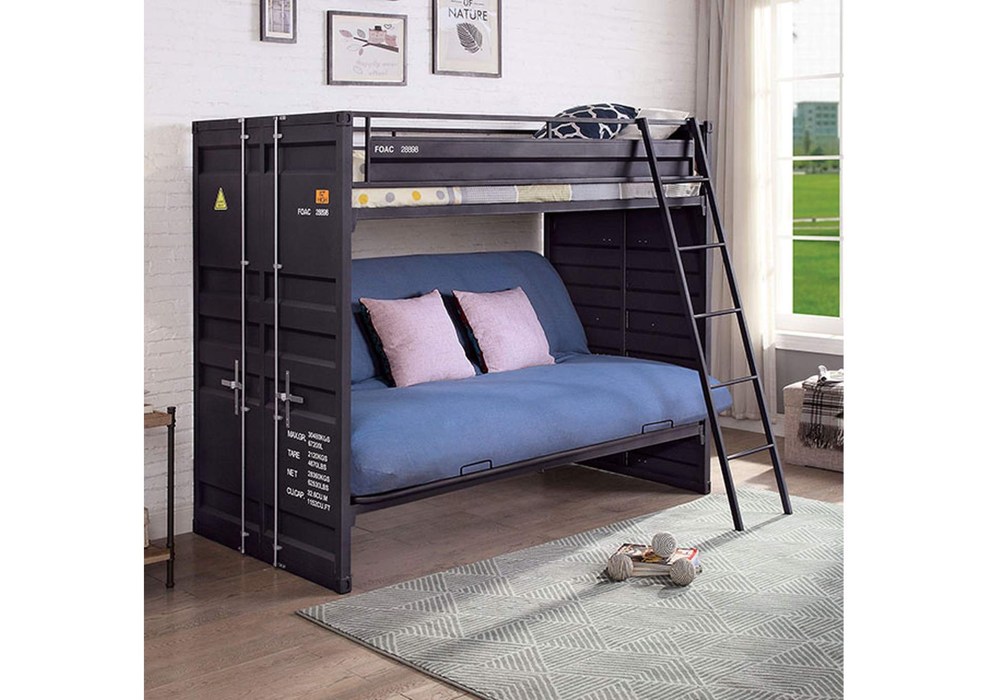 Lafray Twin Bunk w/ Futon Base,Furniture of America