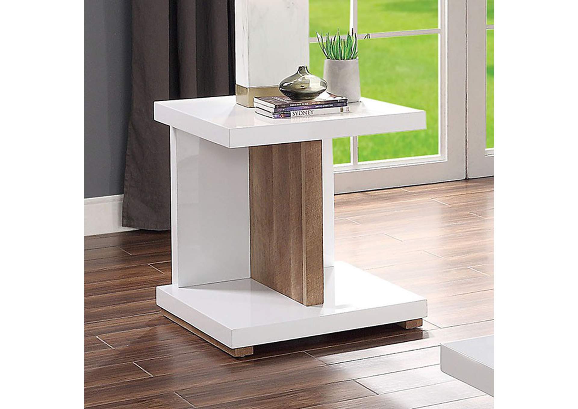 Moa White End Table,Furniture of America DTC