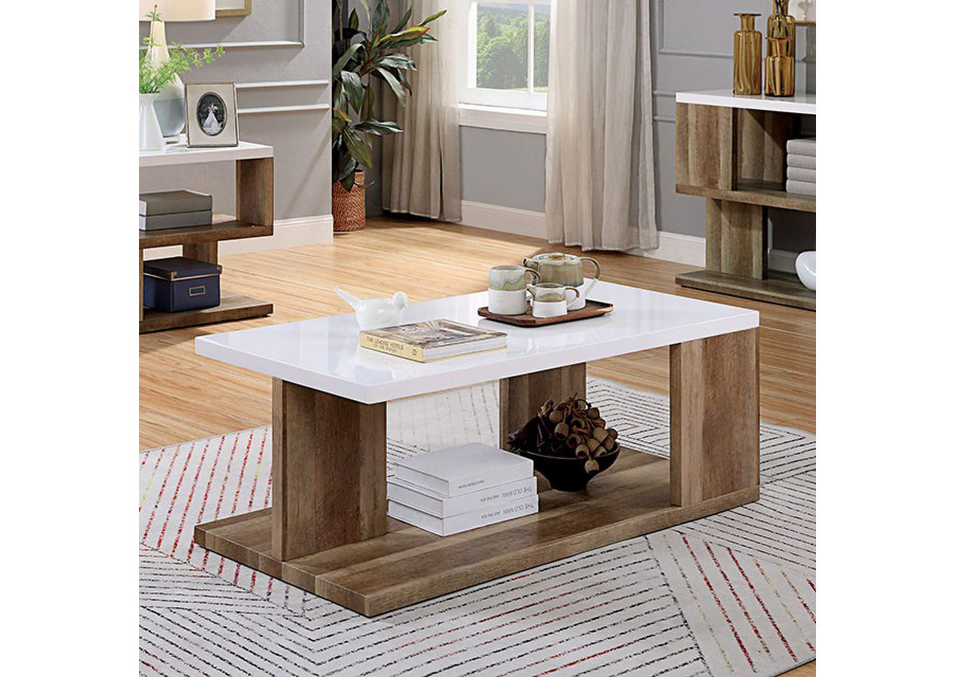 Majken White Sofa Table,Furniture of America DTC