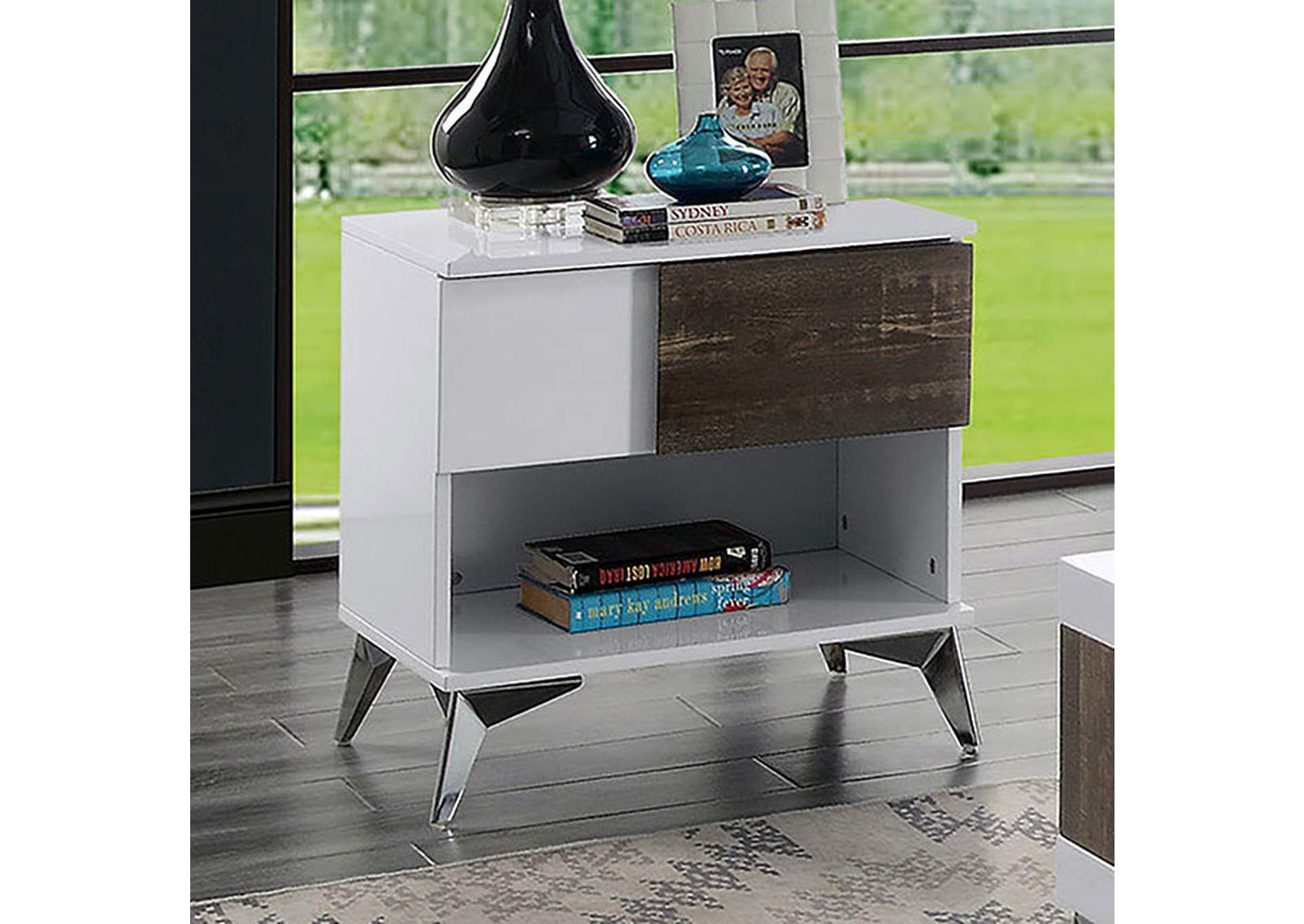 Corinne White End Table,Furniture of America DTC