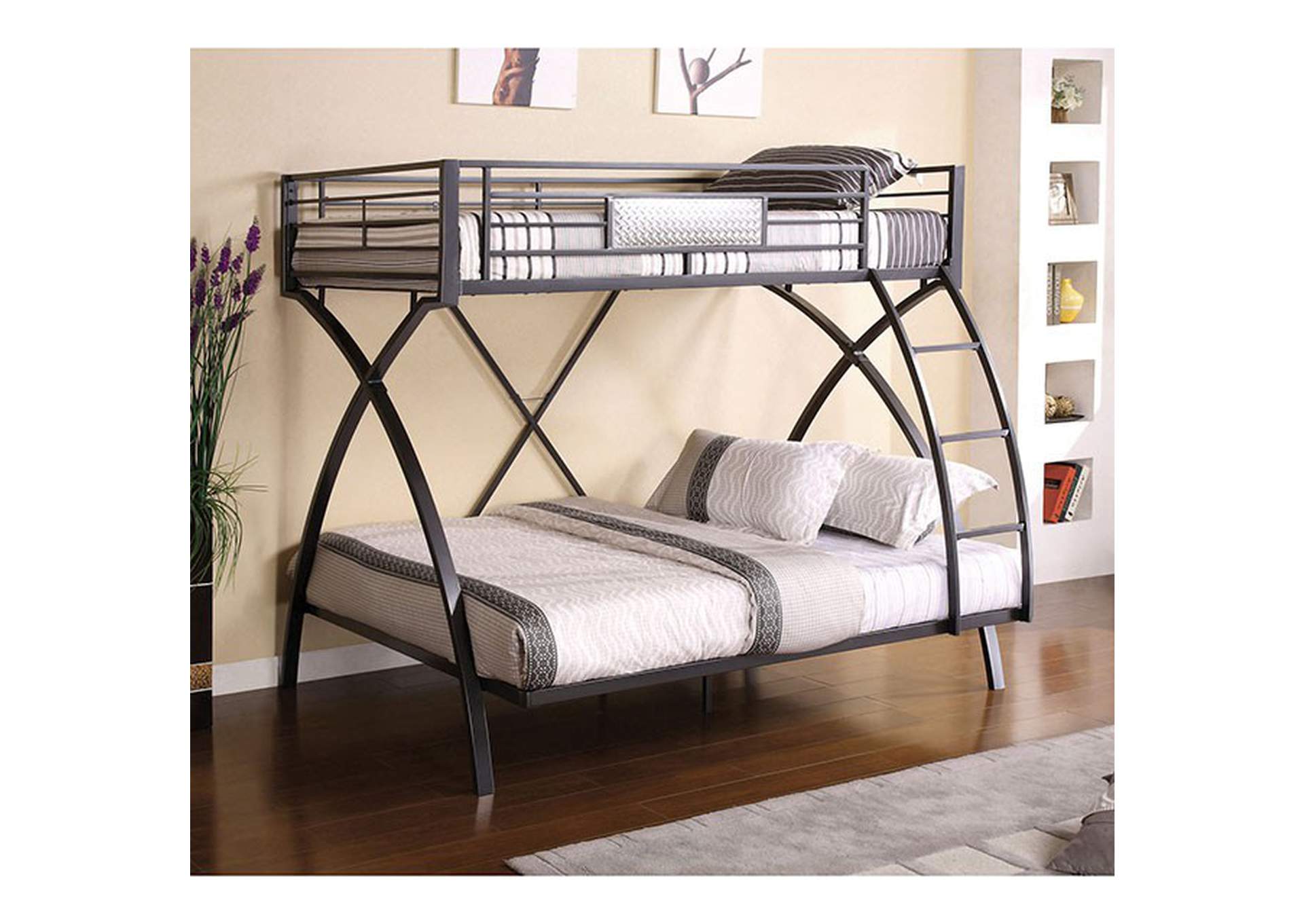 Apollo Gun Metal Twin/Full Bunk Bed,Furniture of America TX