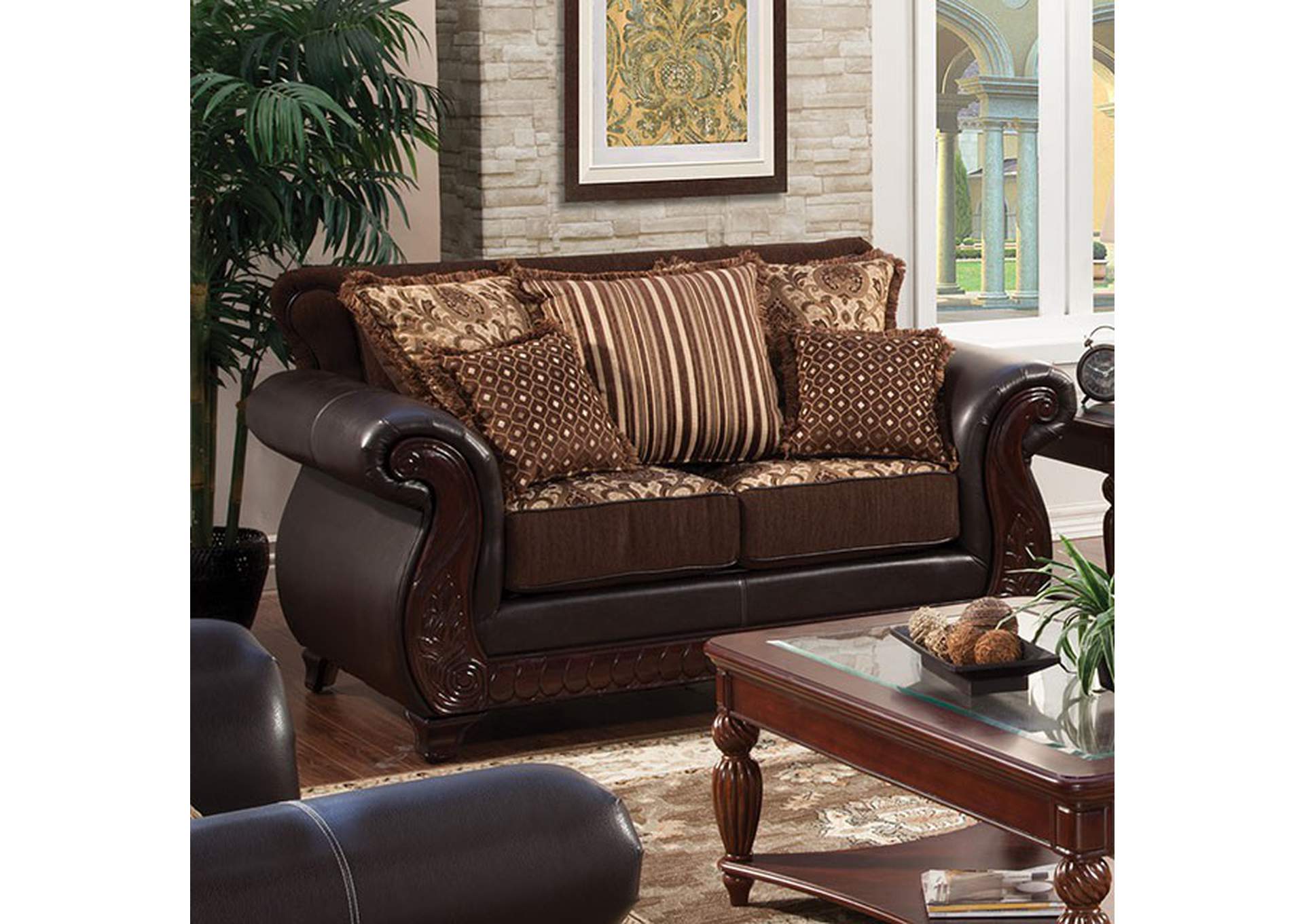 Franklin Dark Brown Loveseat Cohen's Furniture - New Castle, DE