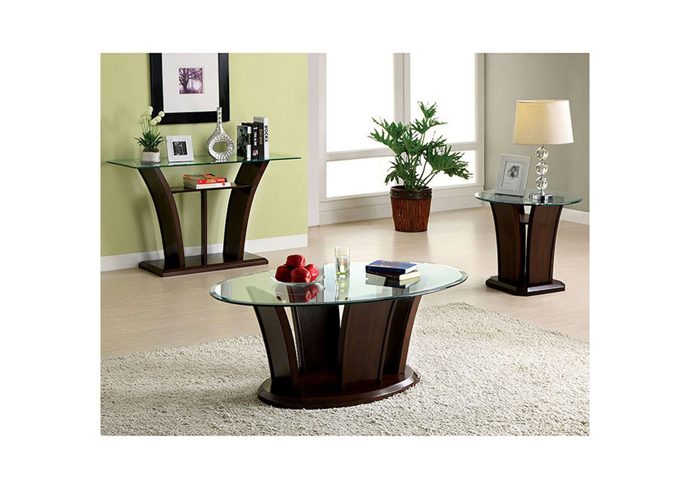 Manhattan Brown Cherry End Table,Furniture of America