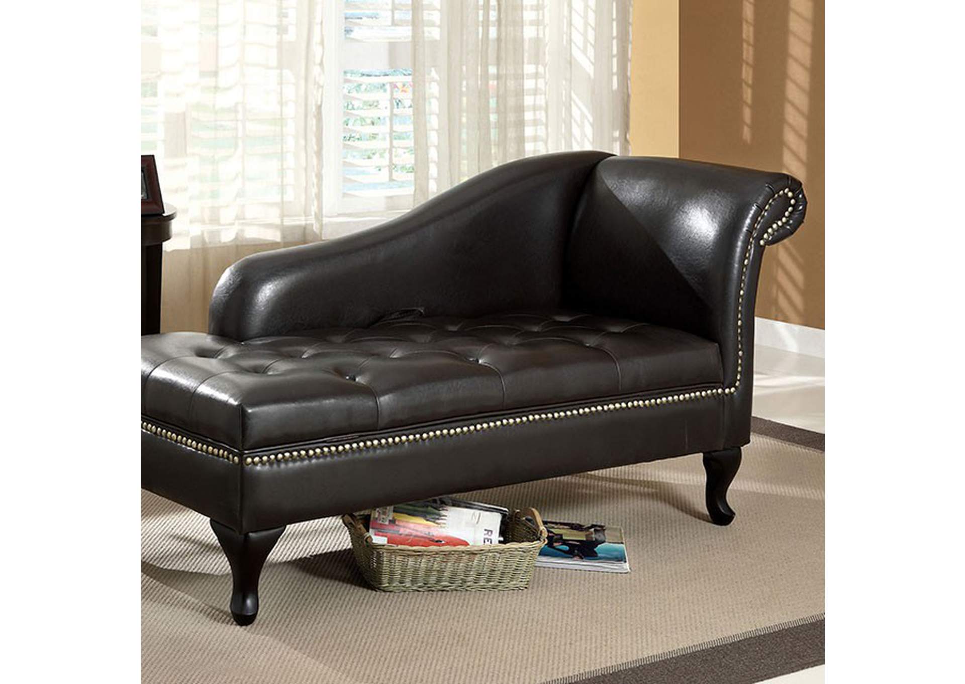Lakeport Black Chaise,Furniture of America TX
