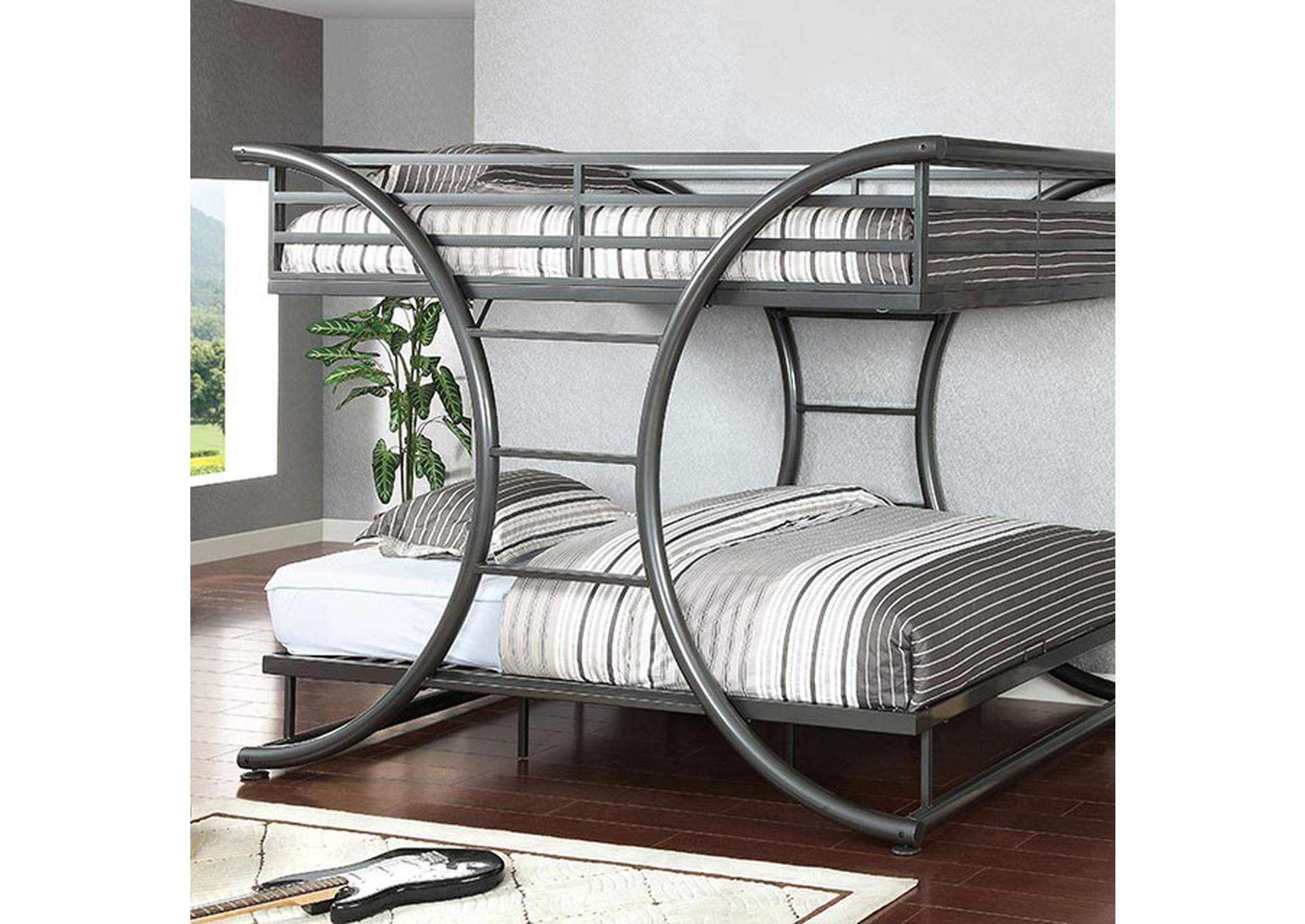 Lexis Gun Metal Full/Full Bunk Bed,Furniture of America TX