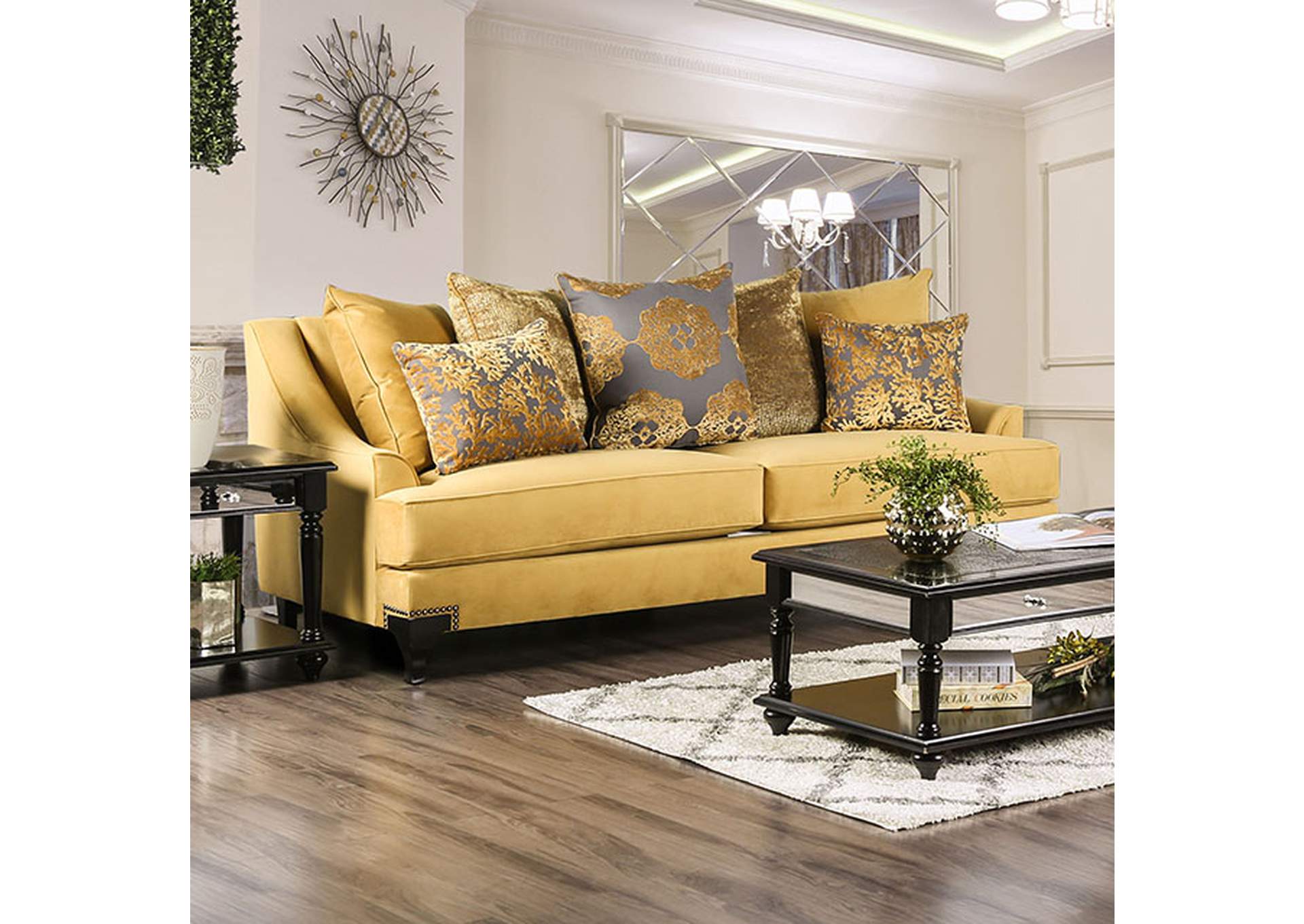 viscontti gold living room set