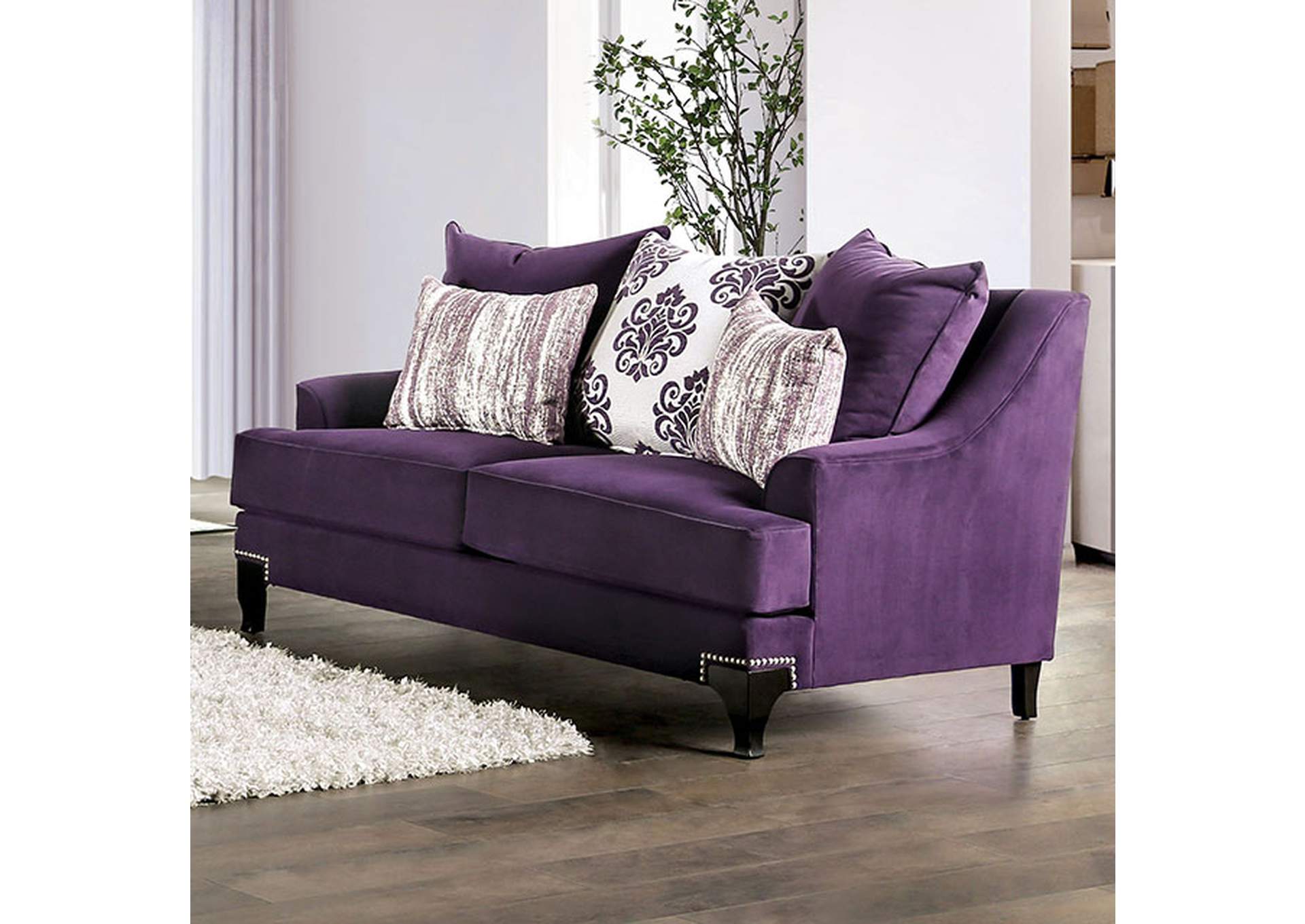 Sisseton Purple Loveseat,Furniture of America