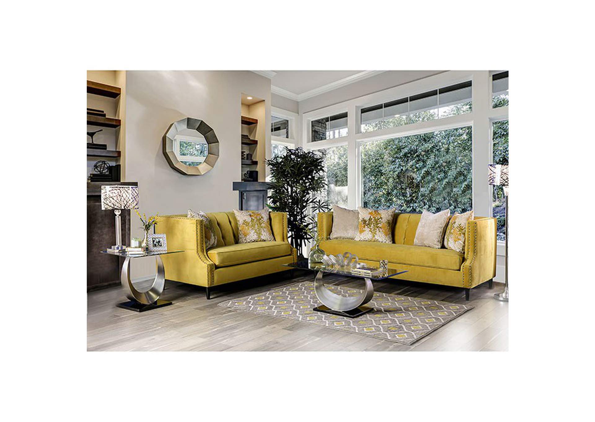 Tegan Royal Yellow Loveseat,Furniture of America