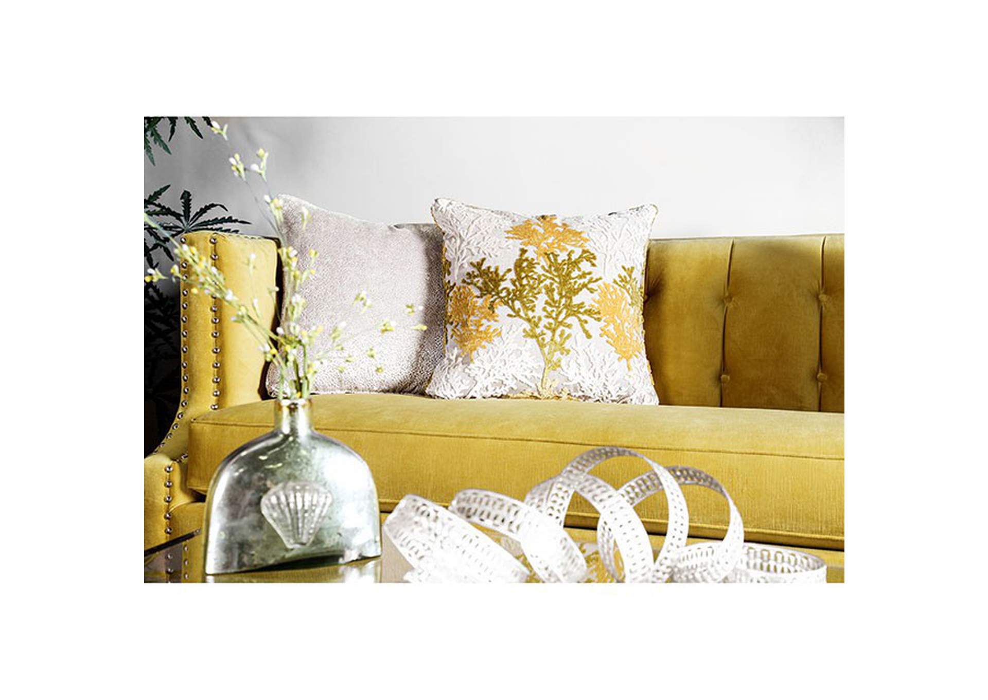 Tegan Royal Yellow Loveseat,Furniture of America